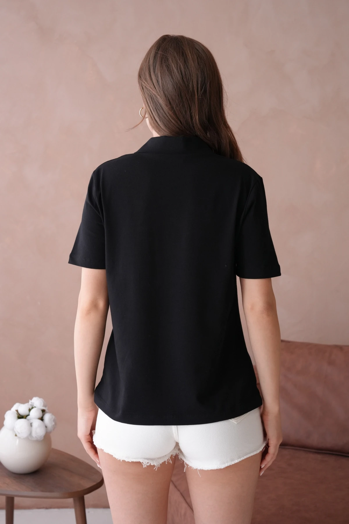 Polo Yaka Kısa Kol Düğmeli Basic T-Shirt