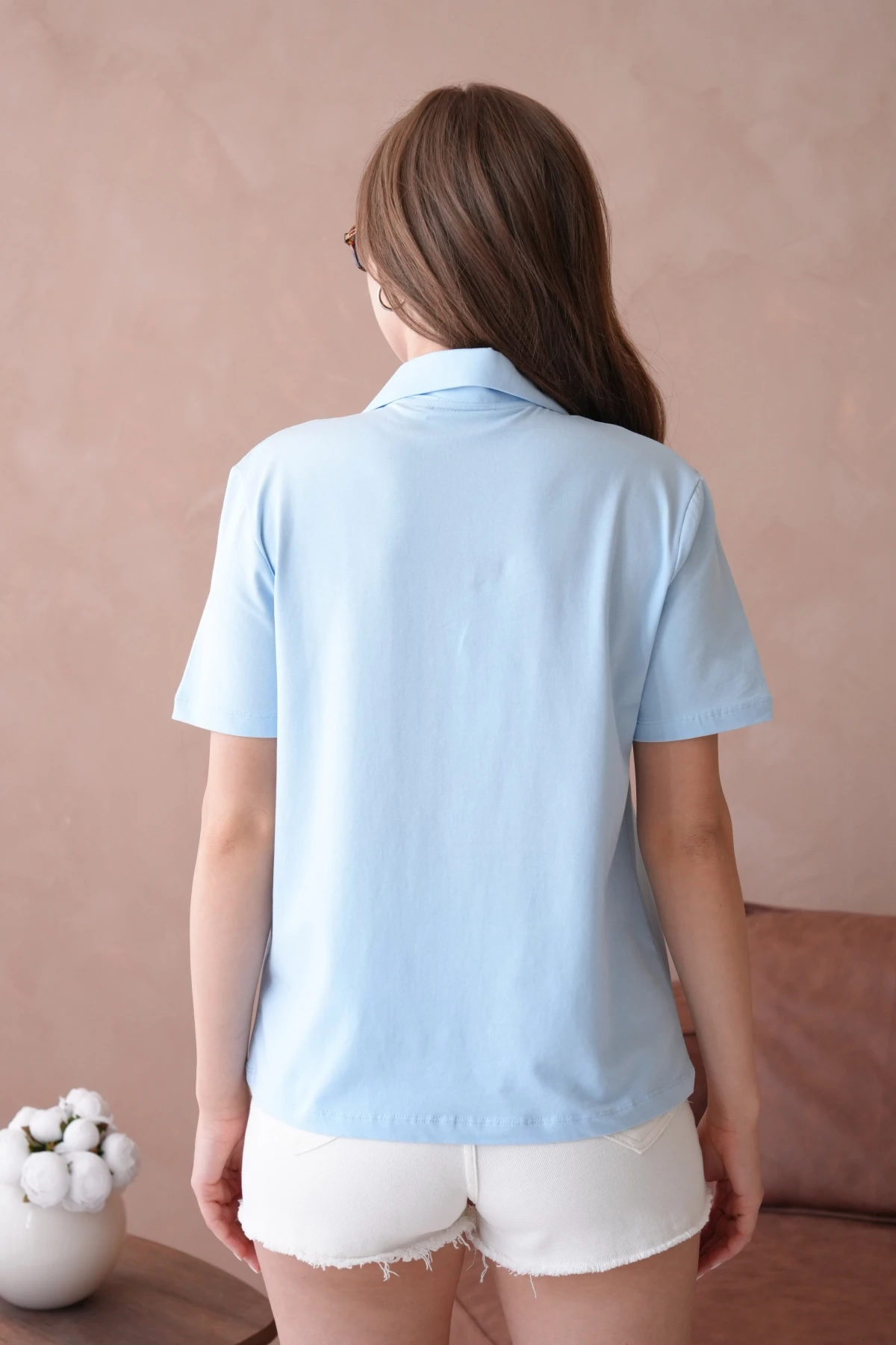 Polo Yaka Kısa Kol Düğmeli Basic T-Shirt