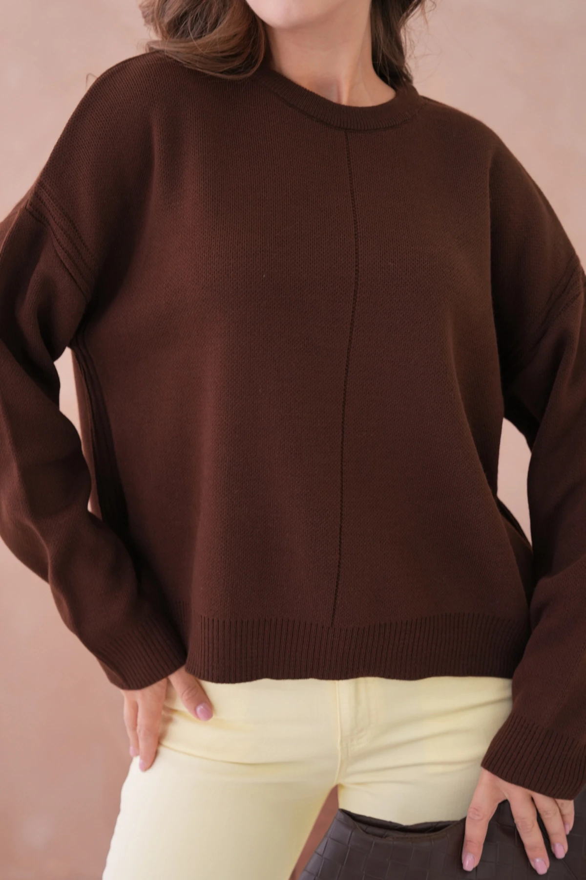 Kadı Bisiklet Yak Ajurlu Oversize Triko Kazak