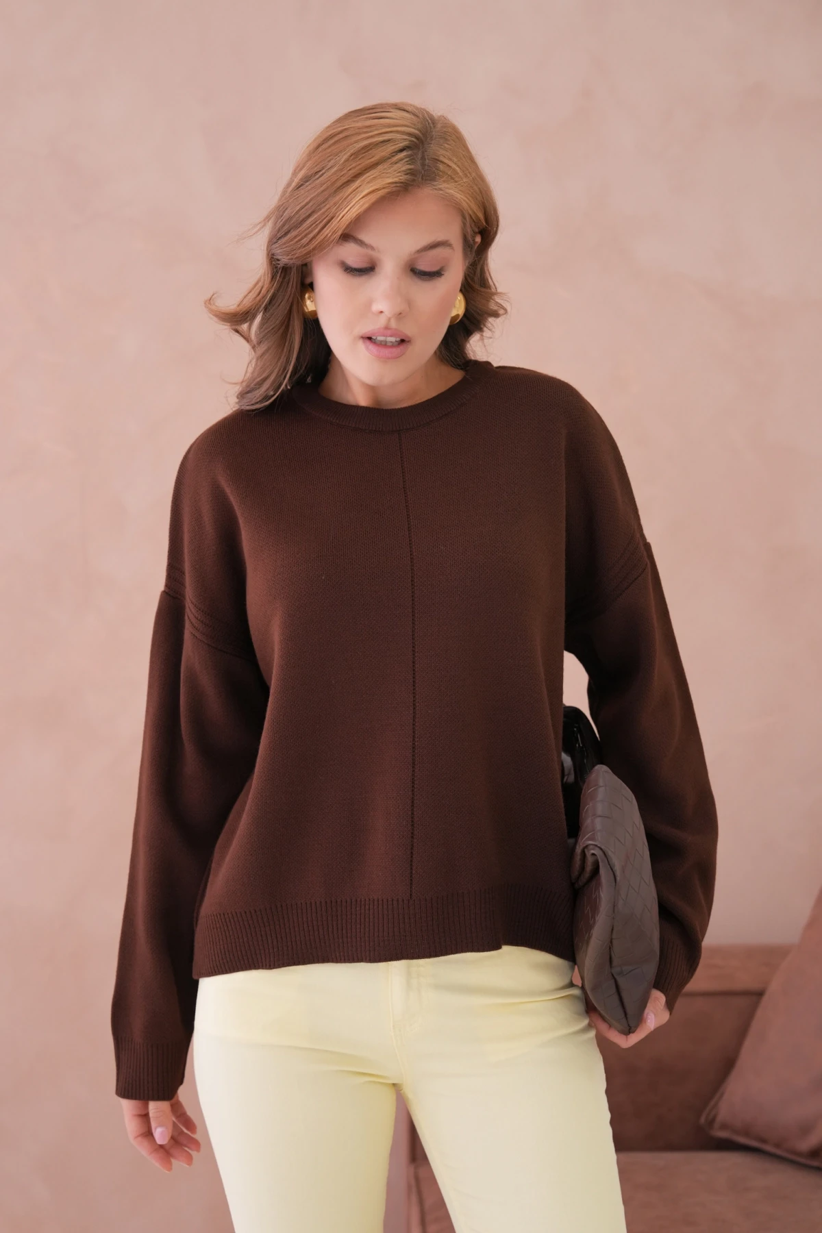 Kadı Bisiklet Yak Ajurlu Oversize Triko Kazak