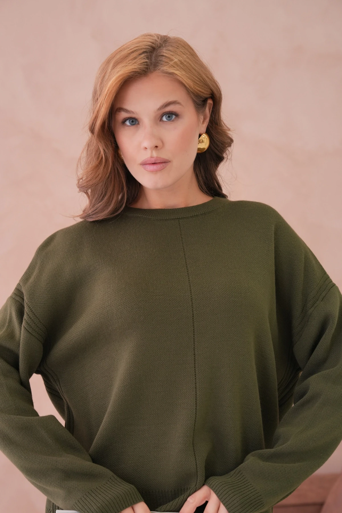 Kadı Bisiklet Yak Ajurlu Oversize Triko Kazak