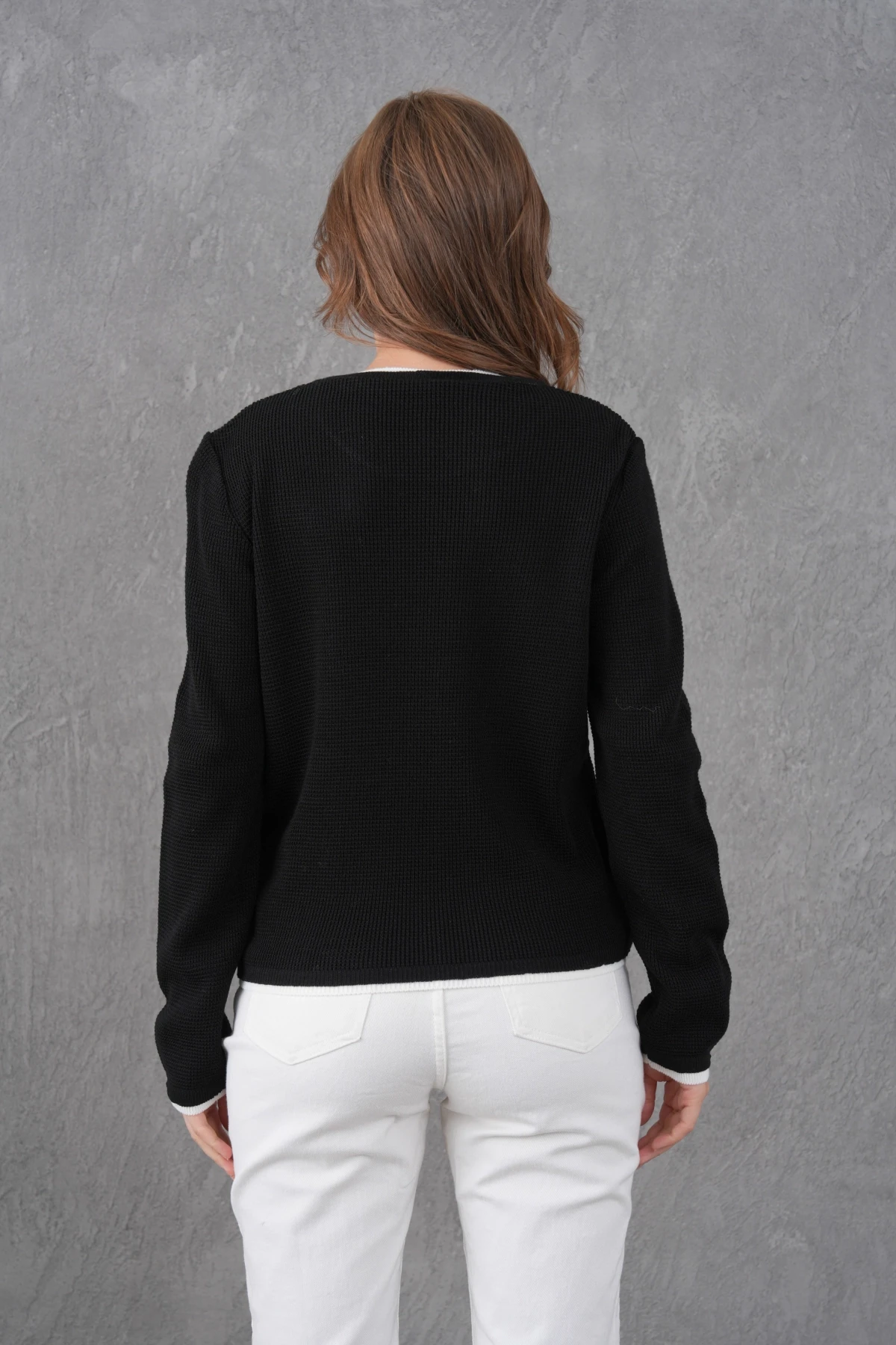 Kadın Bisiklet Yaka Garni Detay Triko Kazak