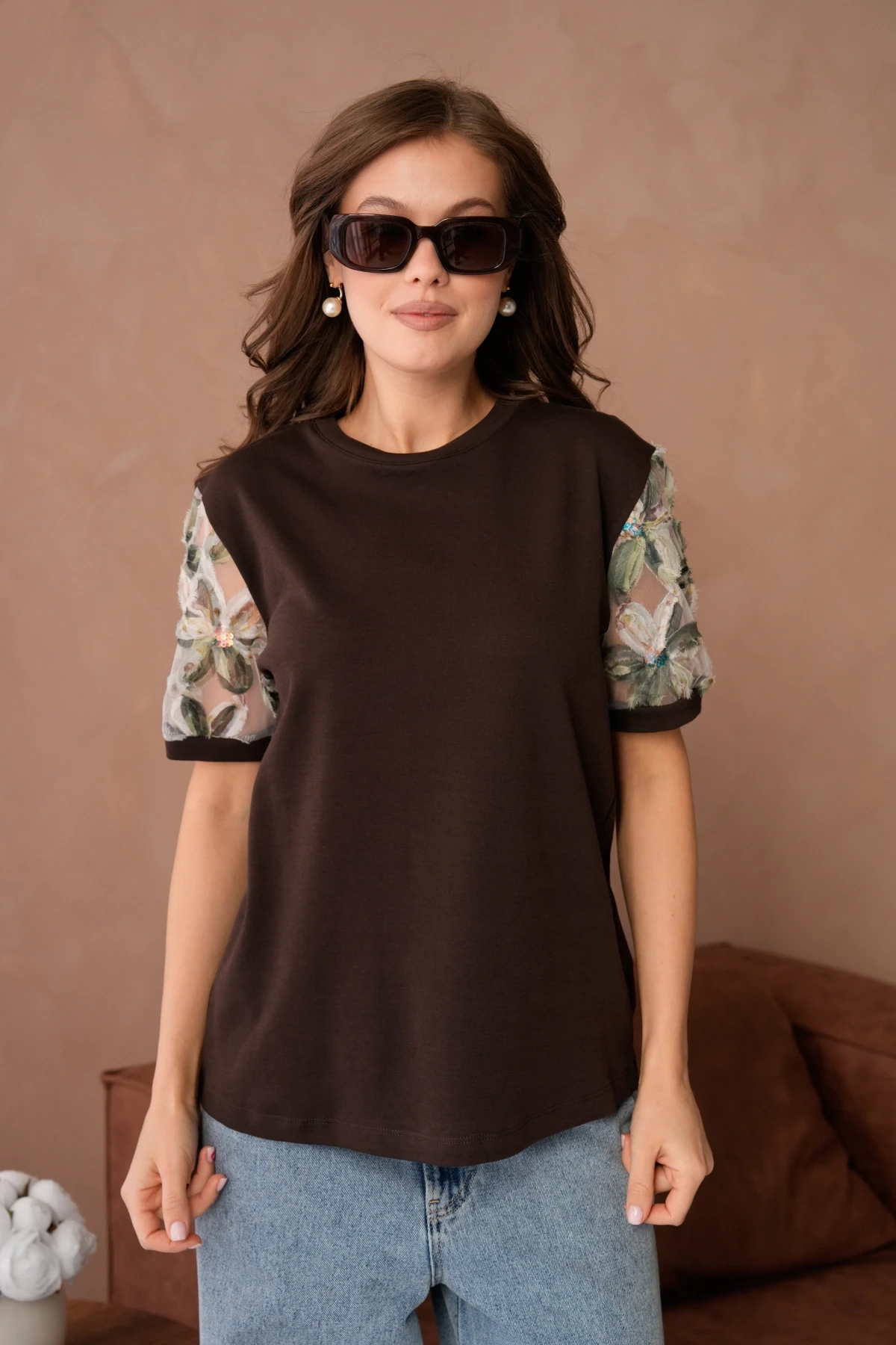 Tül Detaylı Basic T-Shirt