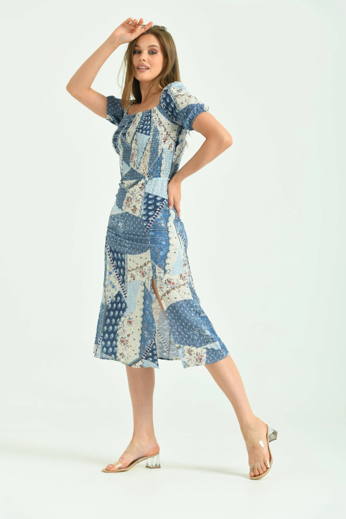 Yırmaçlı Desenli Yazlık Elbise