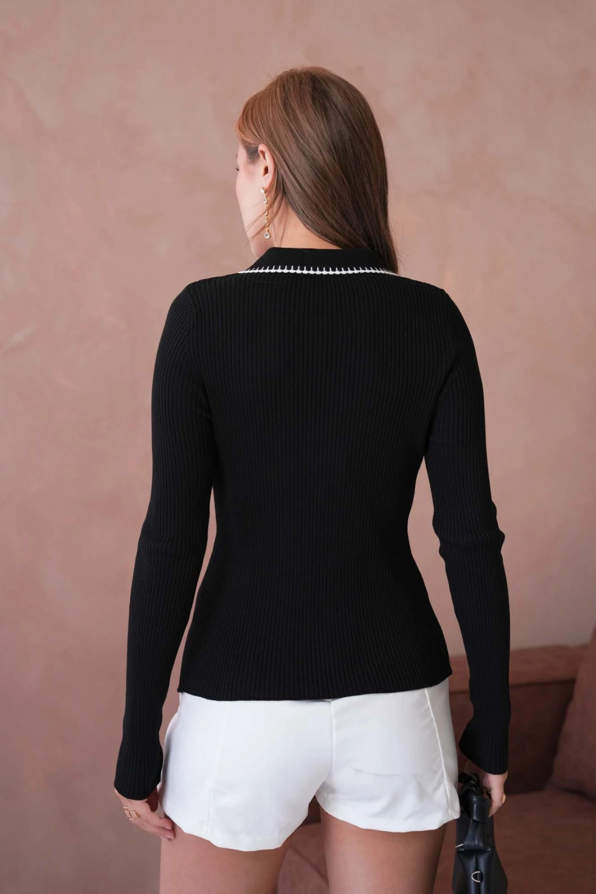 Kadın Polo Yak Agarni Dikişli Kaşkorse Triko Kazak