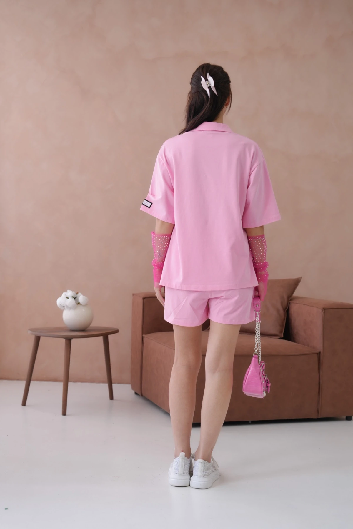 Kadın Polo Yaka T-Shirt-Şort Penye Takım
