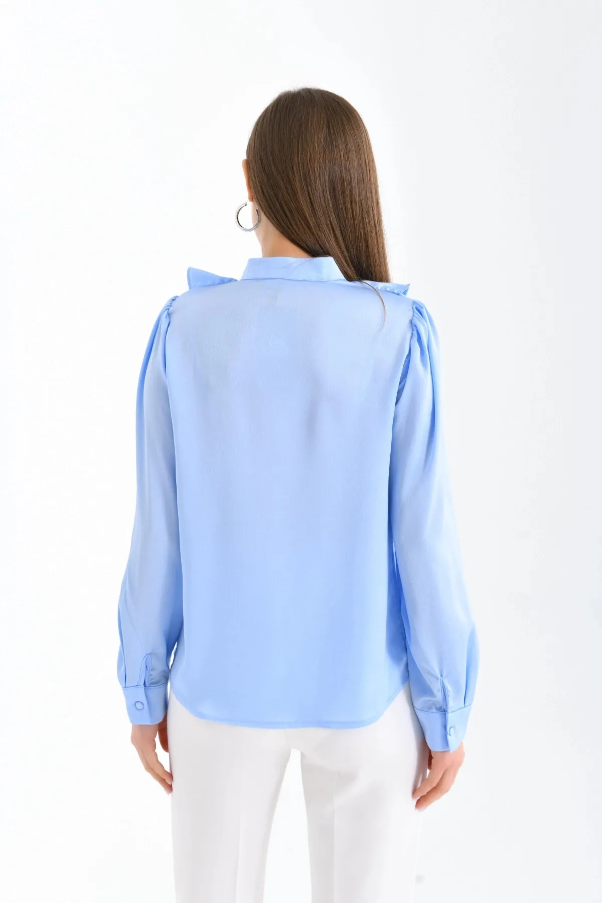 Volanlı Saten Gömlek