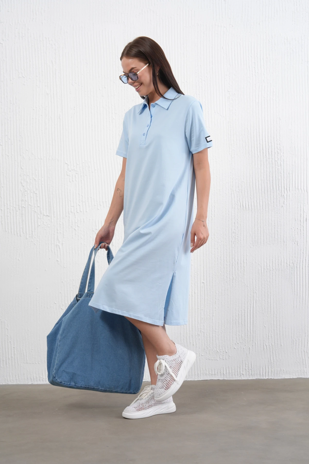 Yırtmaçlı Penye Elbise