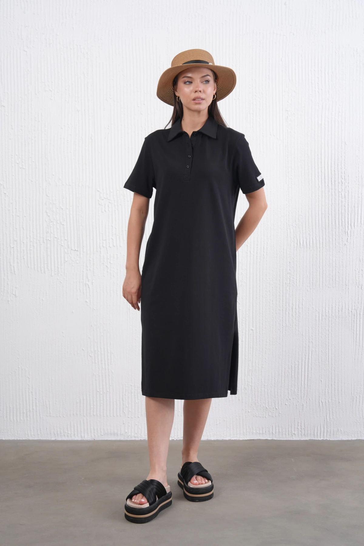 Yırtmaçlı Penye Elbise