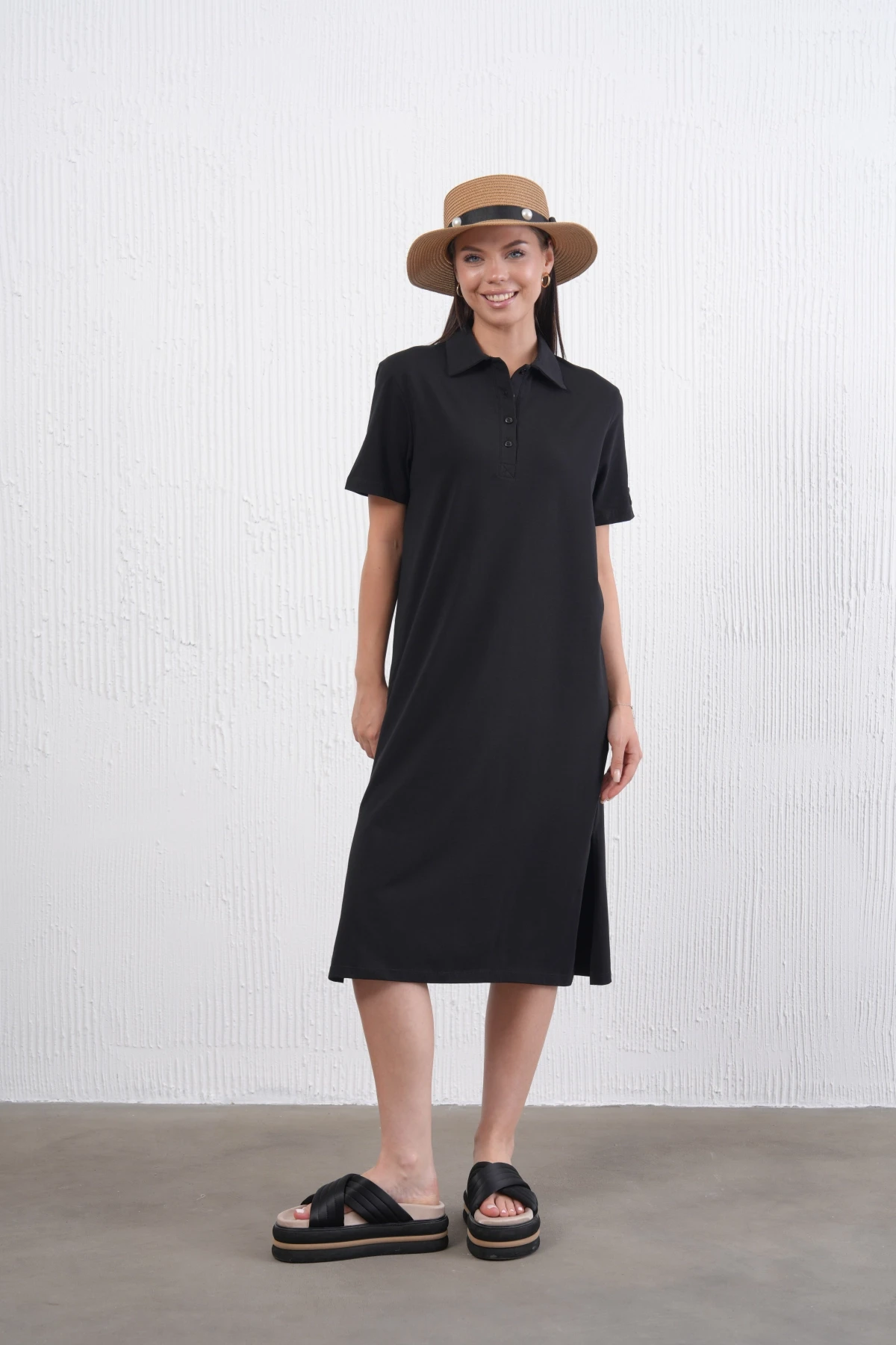 Yırtmaçlı Penye Elbise