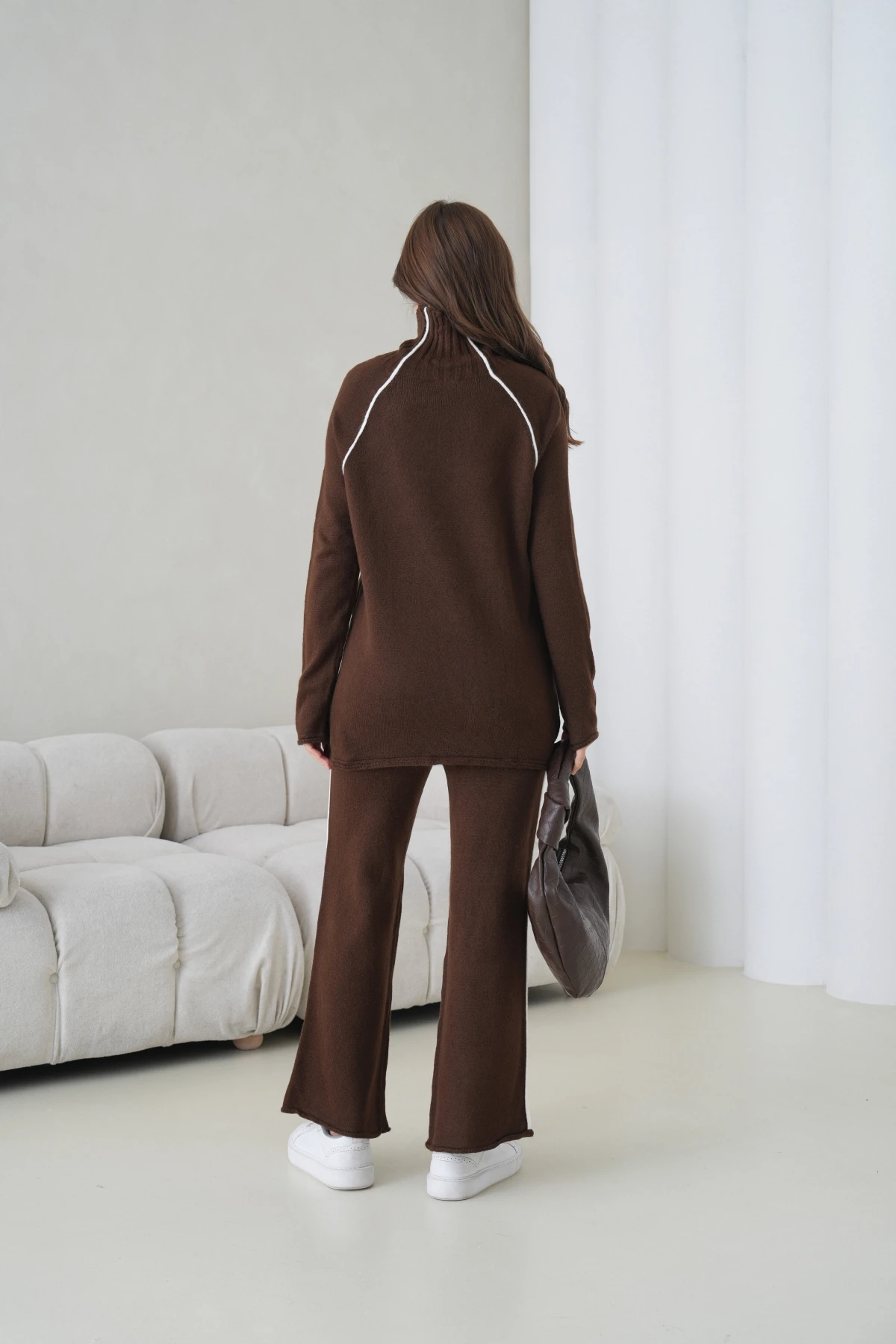 Kadın Balıkçı Yaka Kazak Pantolon İkili Triko Takım