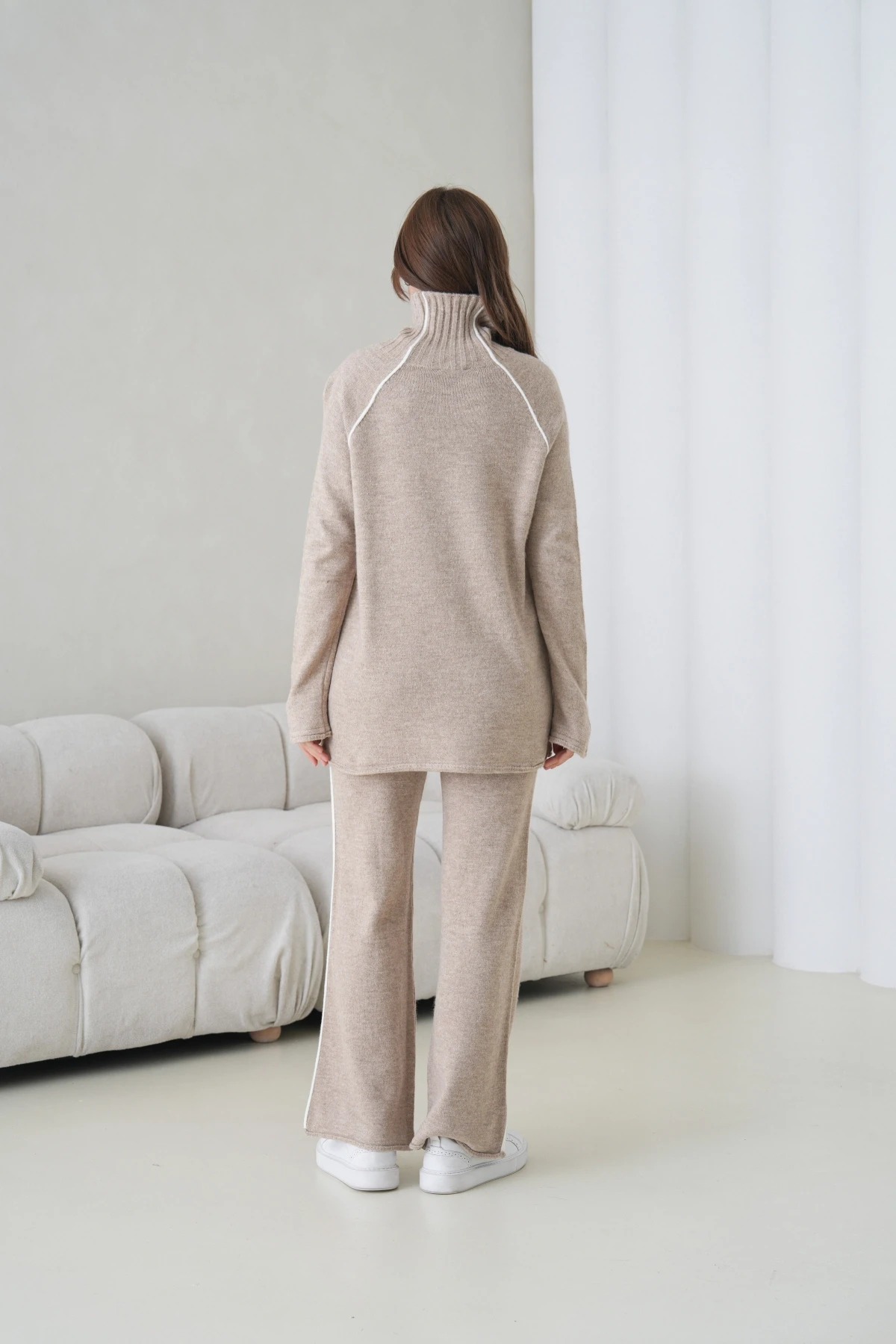 Kadın Balıkçı Yaka Kazak Pantolon İkili Triko Takım