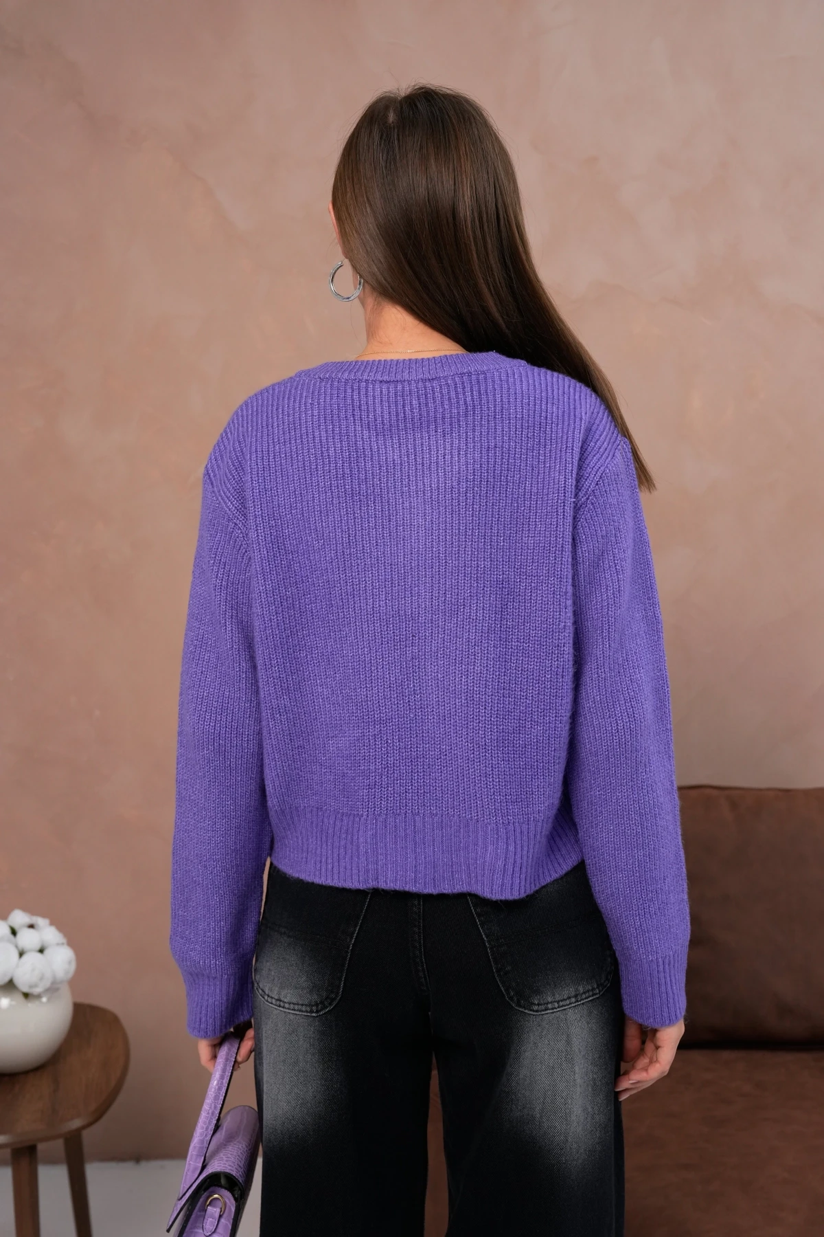 Kadın Bisiklet Yaka Fermuar Kapama Nakışlı Kaşkorse Triko Hırka