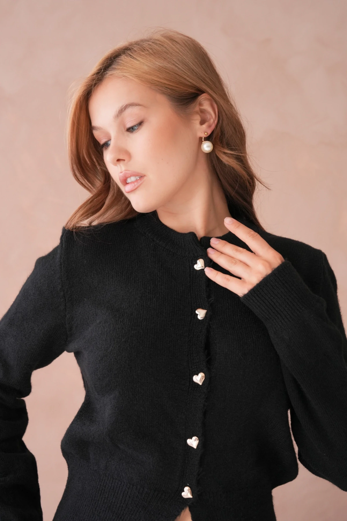 Kadın Bisiklet Yaka Düğme Detaylı Triko Hırka