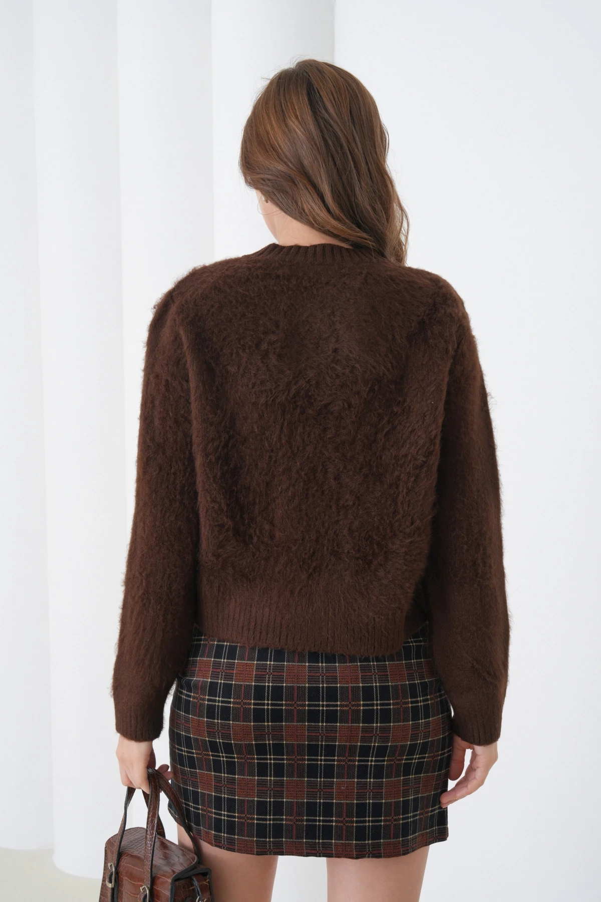 Kadın Bisiklet Yaka Düğme Detaylı Yumuşak Dokulu Şardonlu Triko Ceket