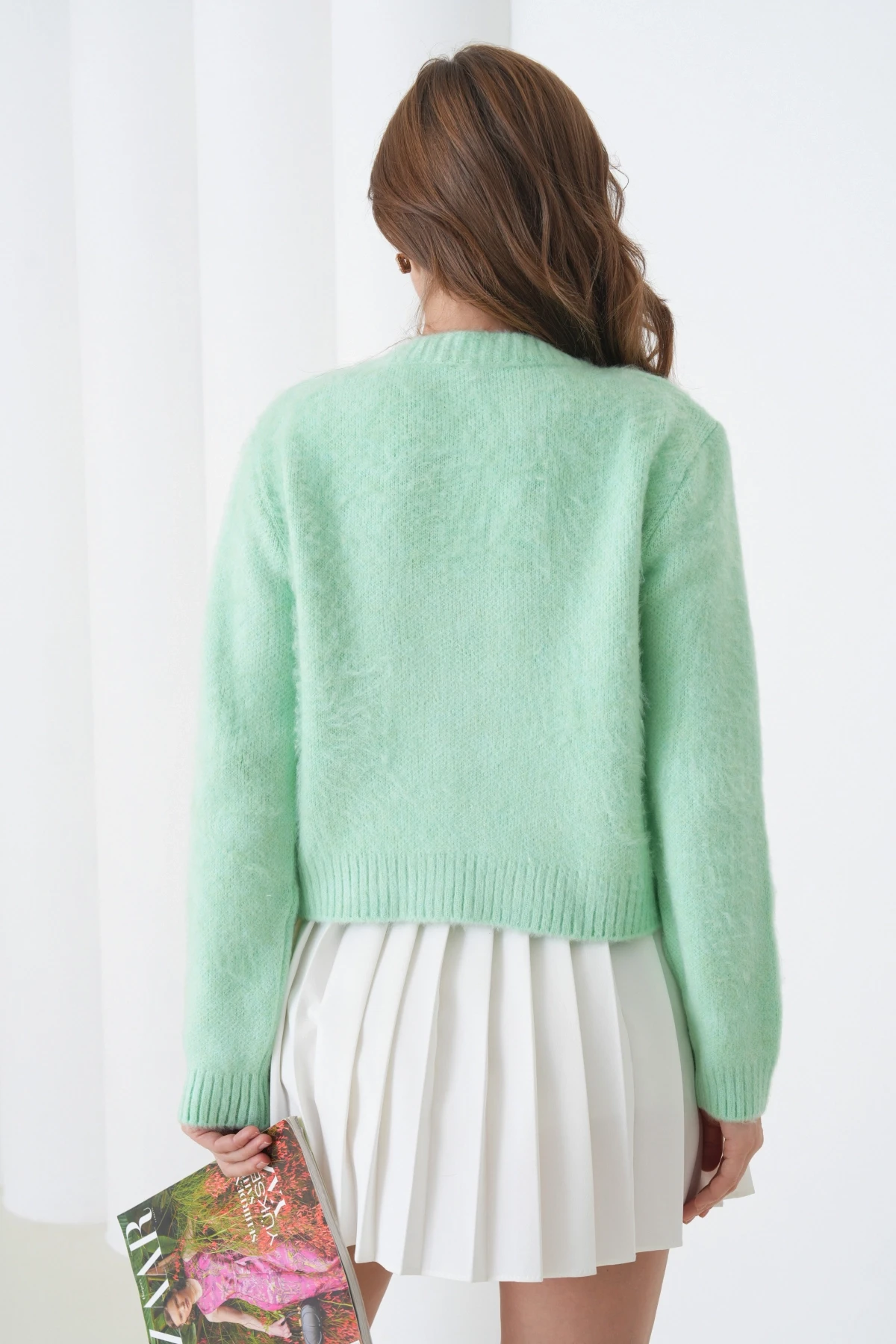 Kadın Bisiklet Yaka Düğme Detaylı Yumuşak Dokulu Şardonlu Triko Ceket