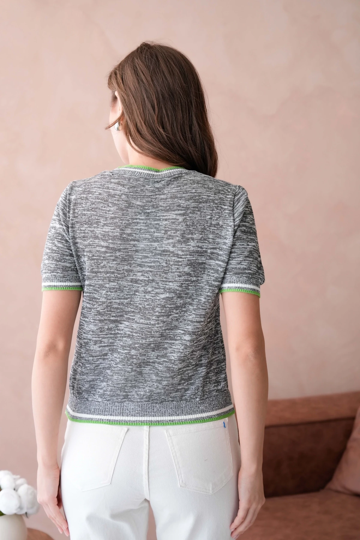 Kadın Bisiklet Yaka Kısa Kol Taş İşlemeli Triko Kazak 12040