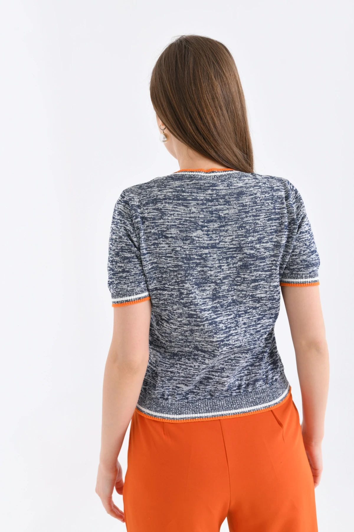 Kadın Bisiklet Yaka Kısa Kol Triko Kazak 10192