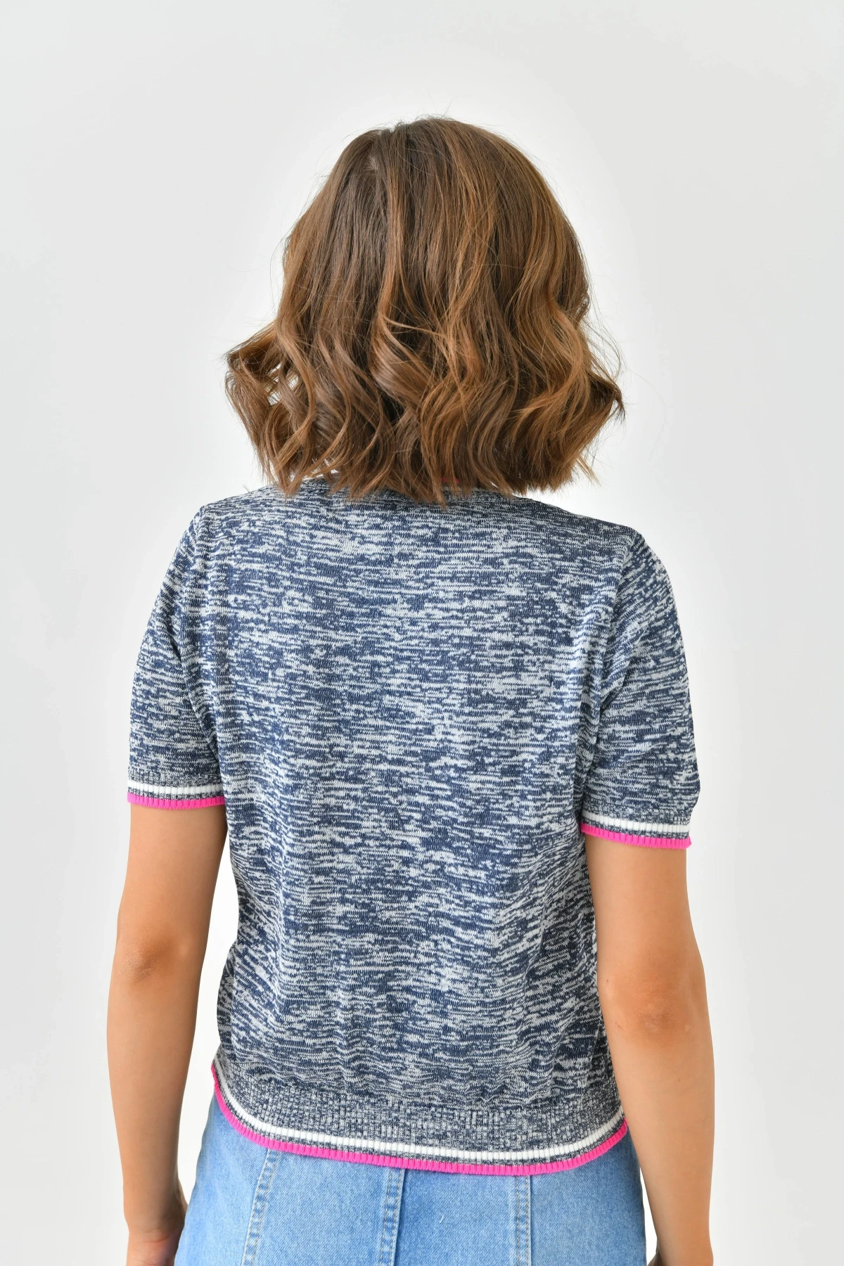 Kadın Bisiklet Yaka Kısa Kol Triko Kazak 10192