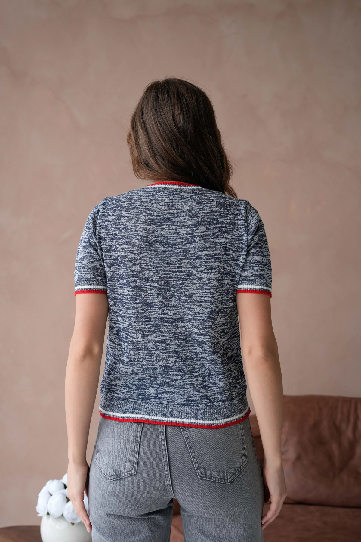 Kadın Bisiklet Yaka Kısa Kol Yumuşak Dokulu Triko Kazak 12033