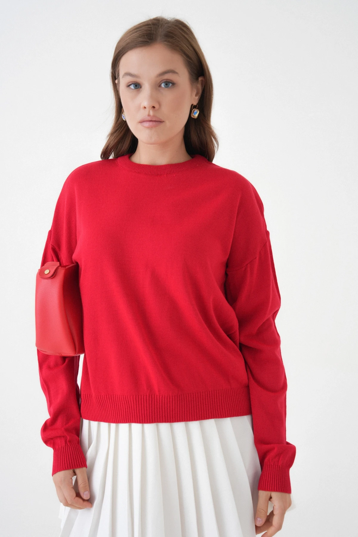 Kadın Bisiklet Yaka Oversize Triko Kazak