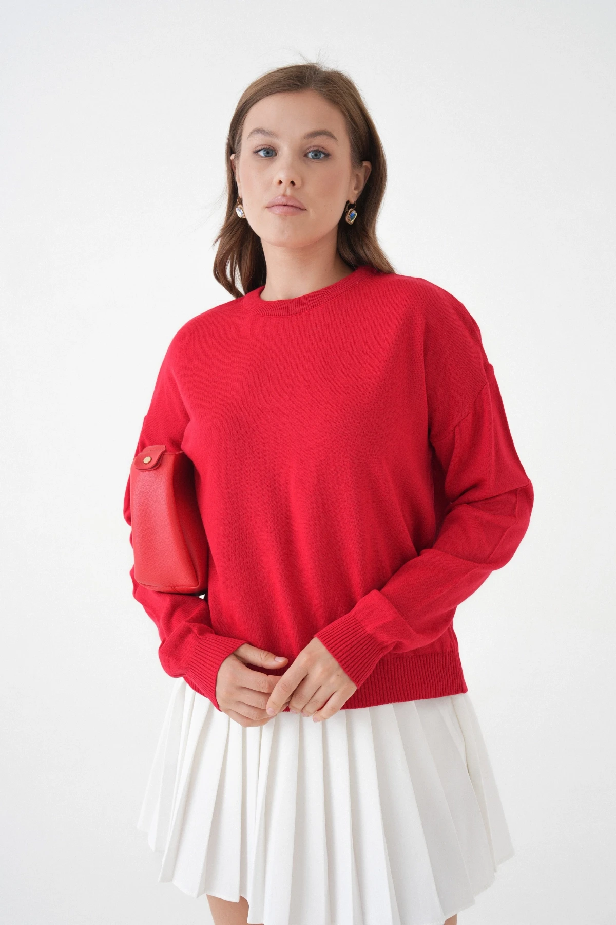 Kadın Bisiklet Yaka Oversize Triko Kazak