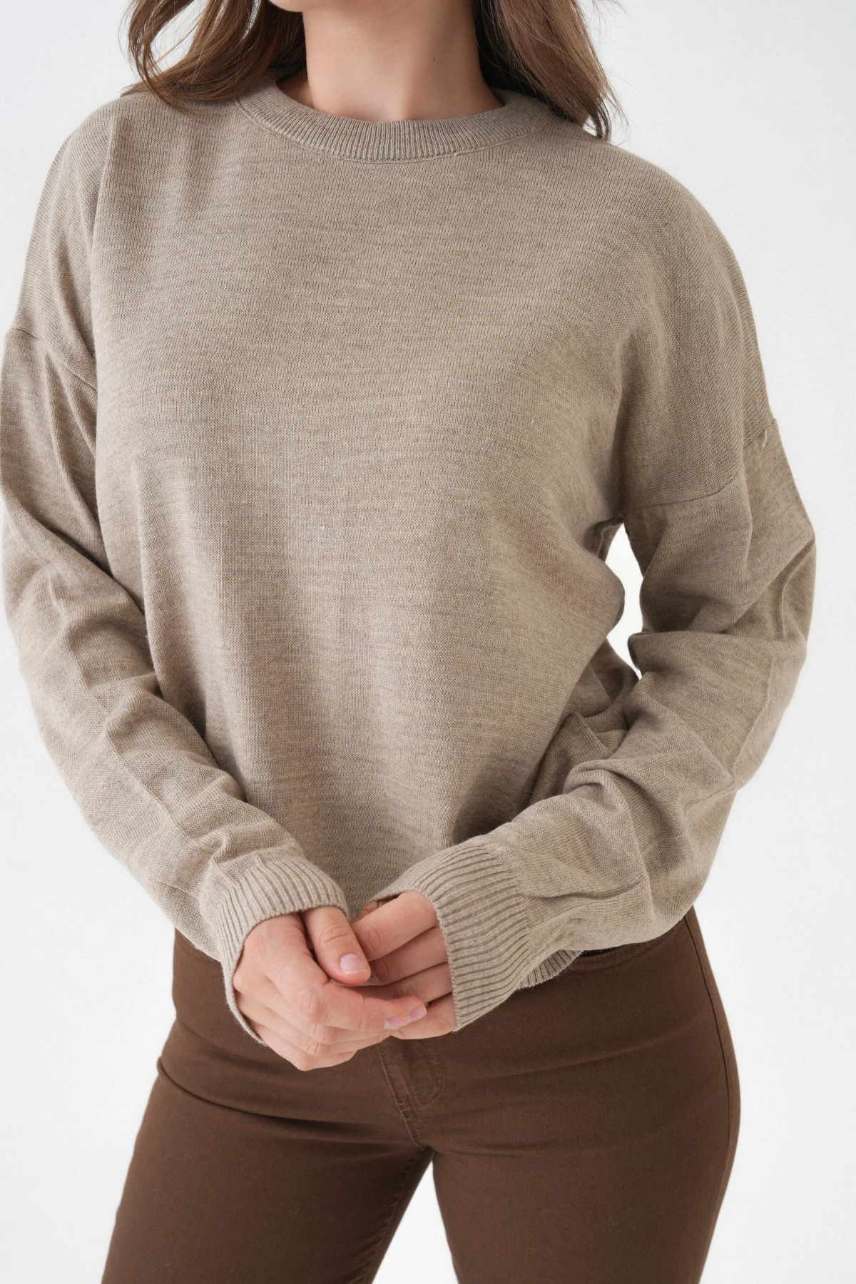 Kadın Bisiklet Yaka Oversize Triko Kazak