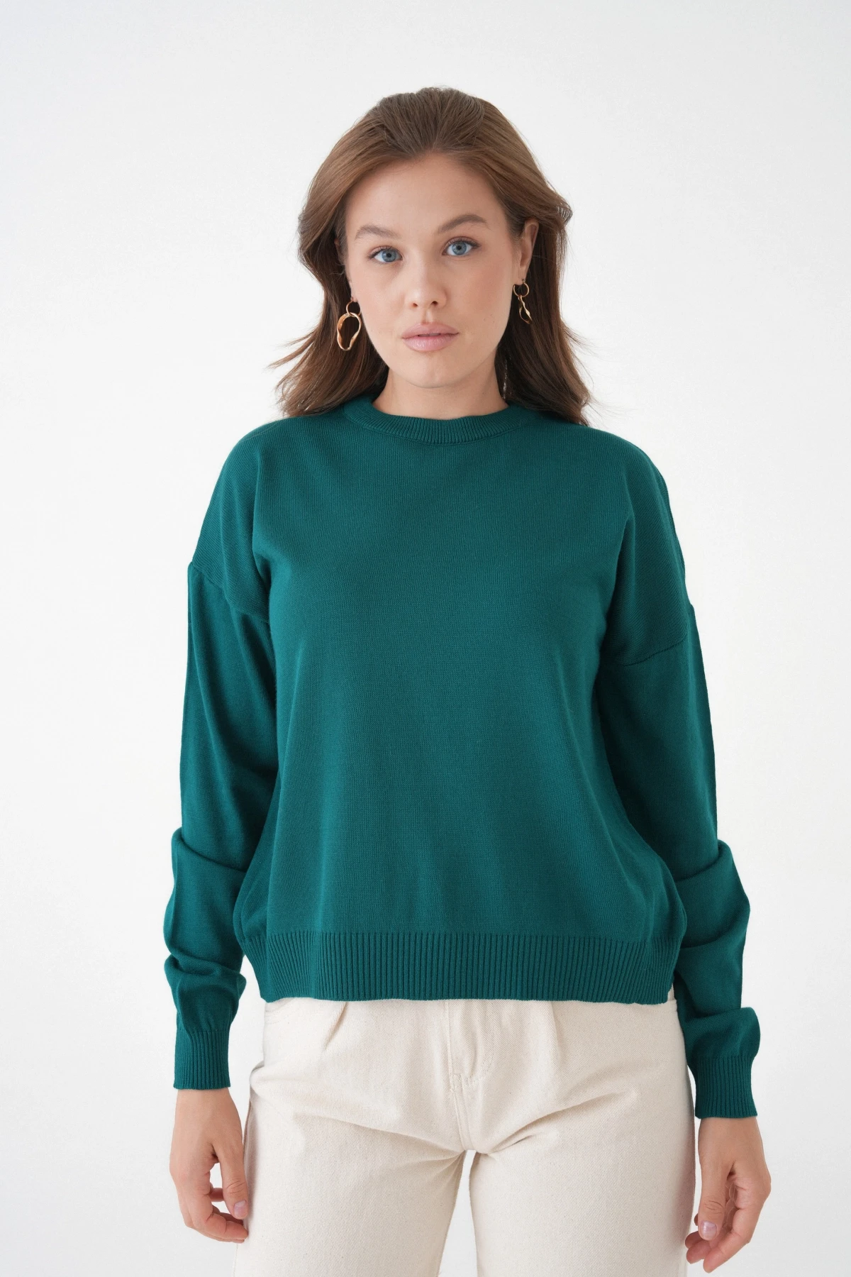 Kadın Bisiklet Yaka Oversize Triko Kazak