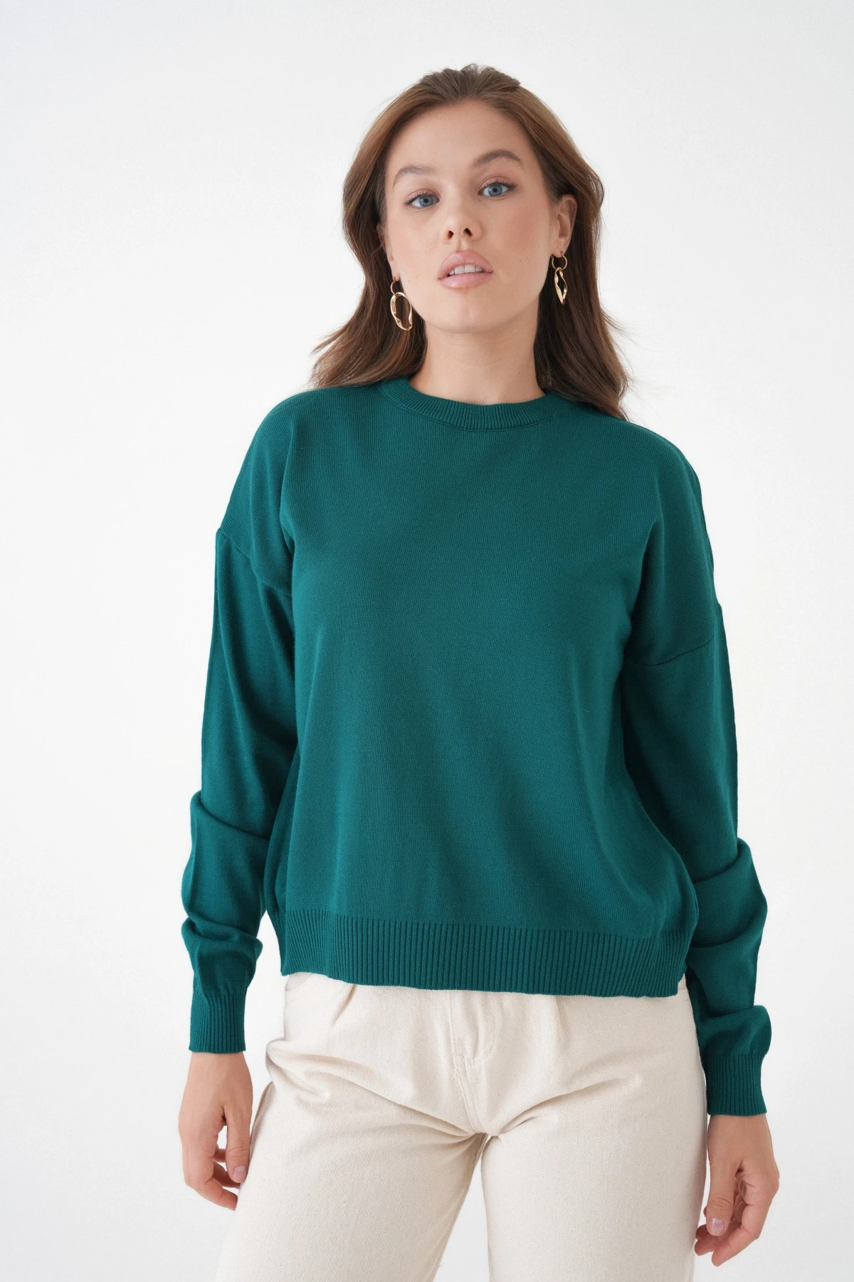 Kadın Bisiklet Yaka Oversize Triko Kazak