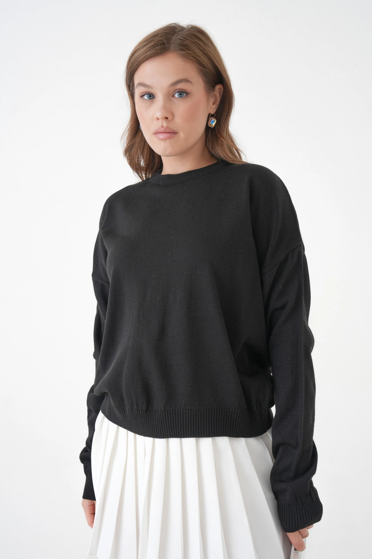 Kadın Bisiklet Yaka Oversize Triko Kazak