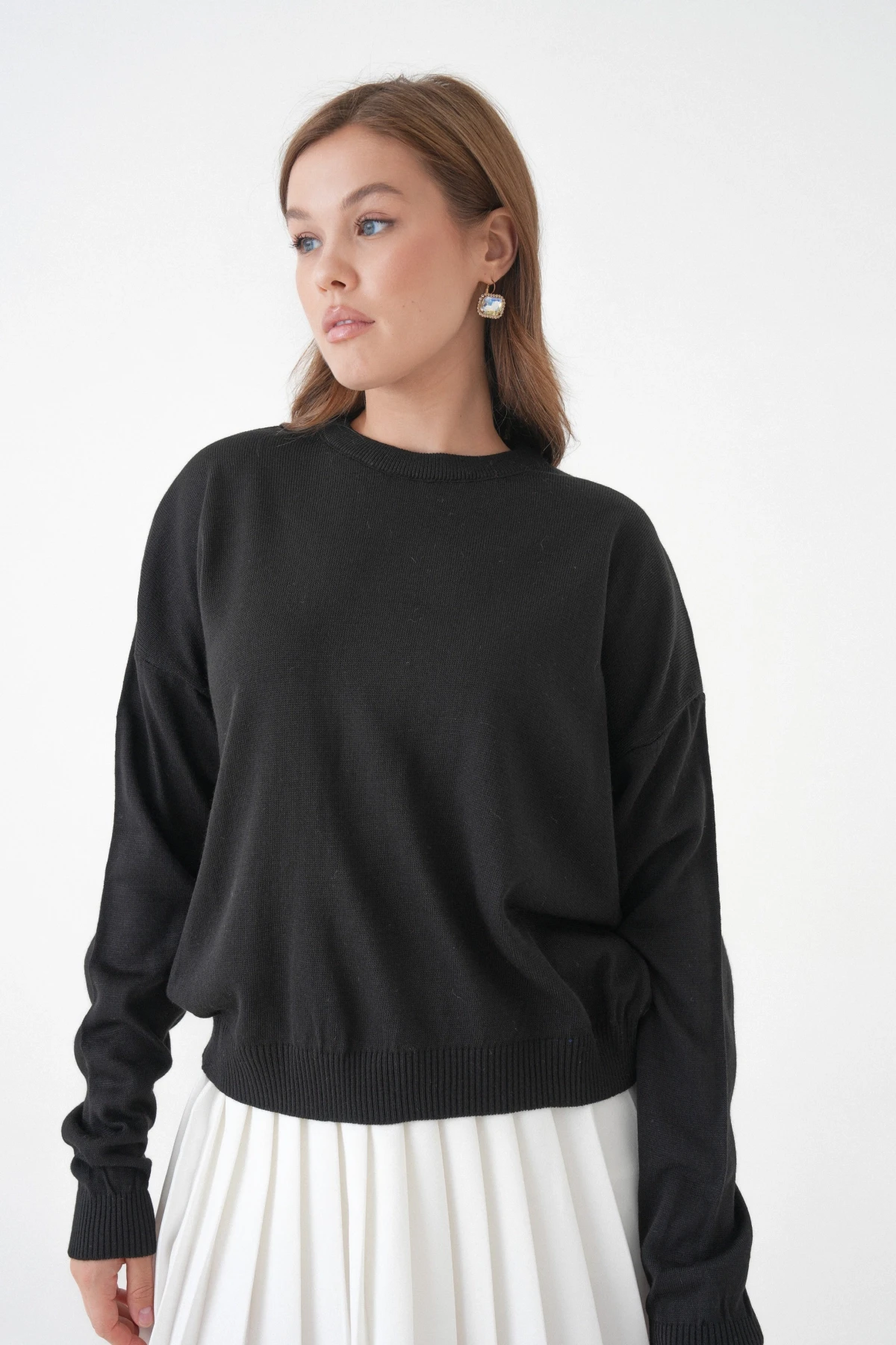 Kadın Bisiklet Yaka Oversize Triko Kazak