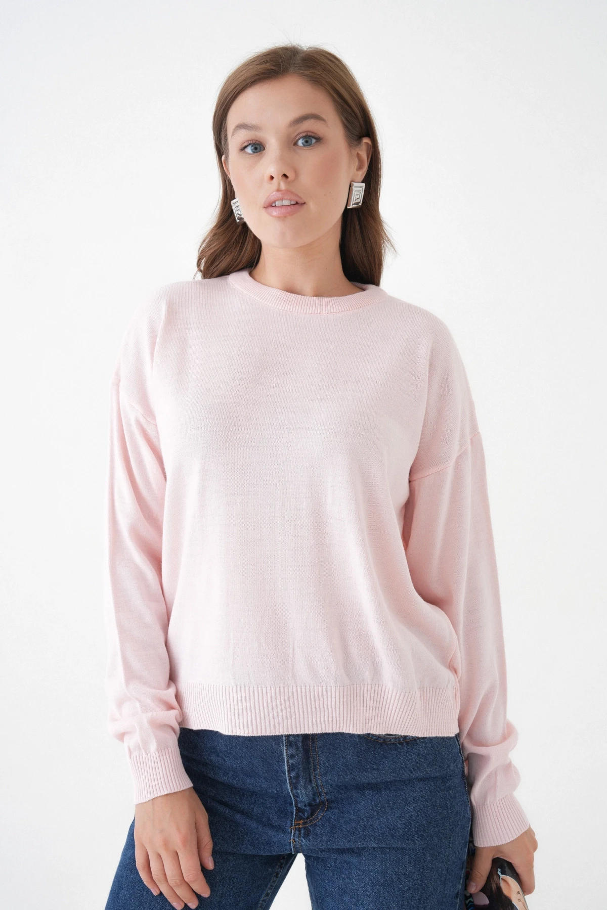 Kadın Bisiklet Yaka Oversize Triko Kazak