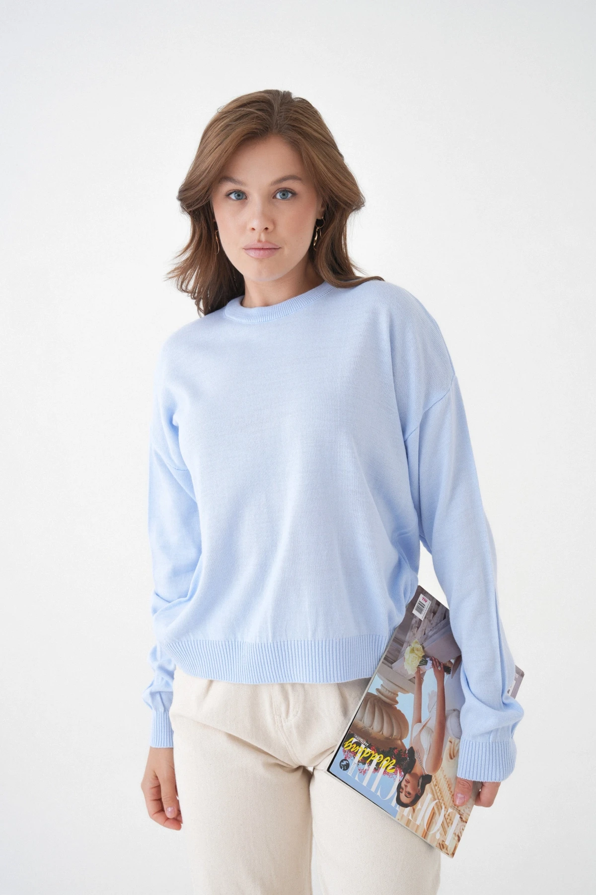 Kadın Bisiklet Yaka Oversize Triko Kazak