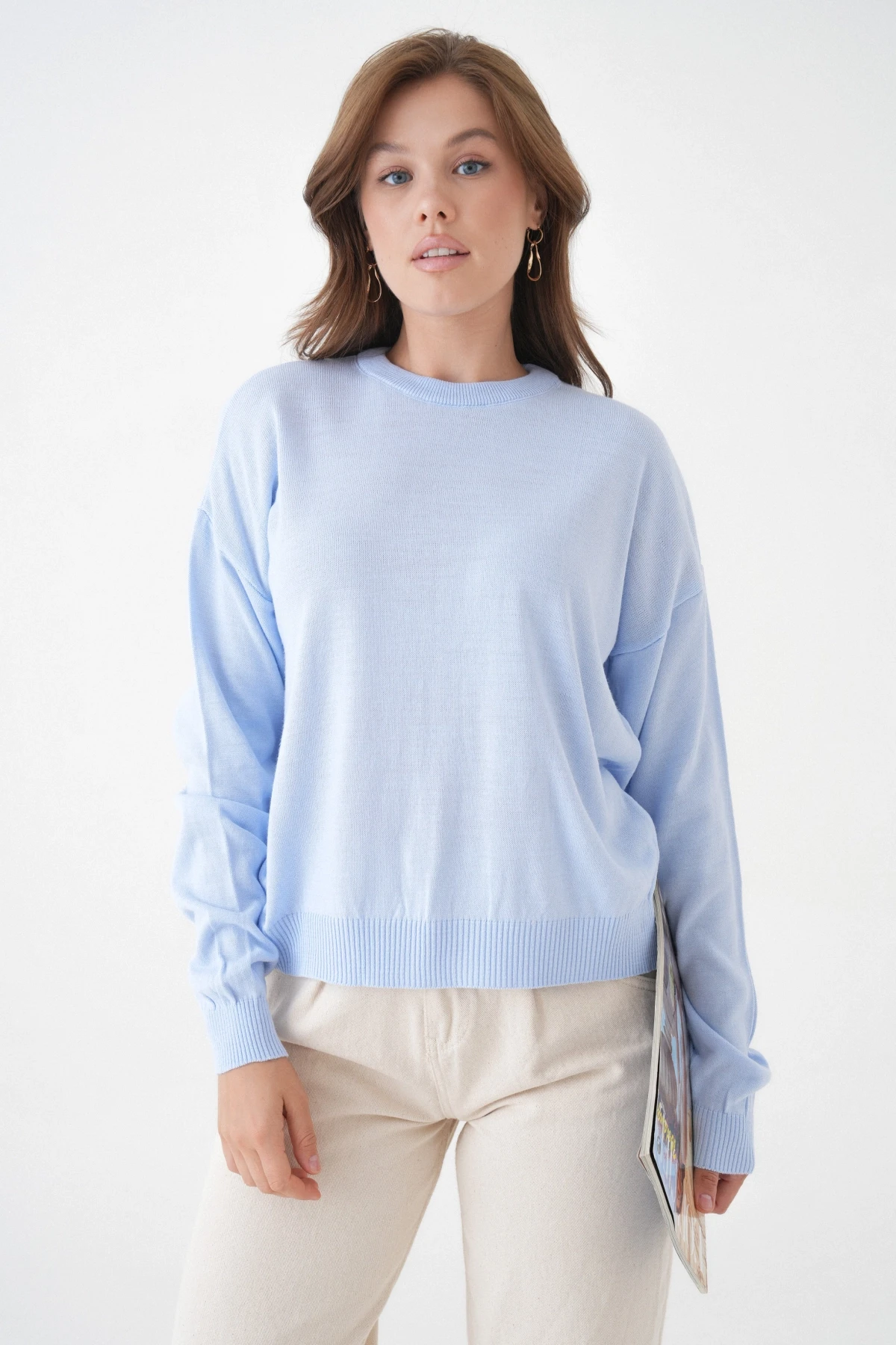 Kadın Bisiklet Yaka Oversize Triko Kazak