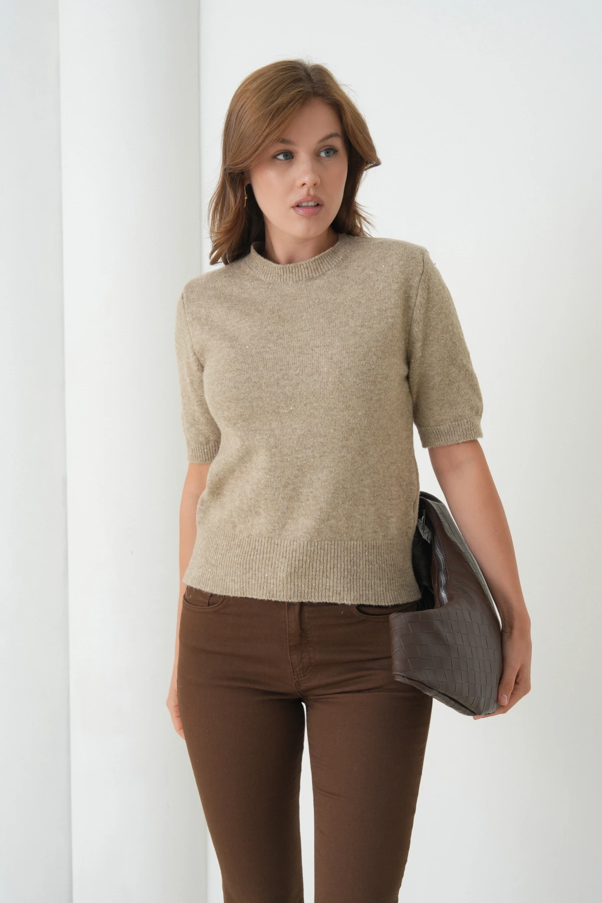 Kadın Bisiklet Yaka Yün Karışımlı Triko Kazak 8563Sw.Mng