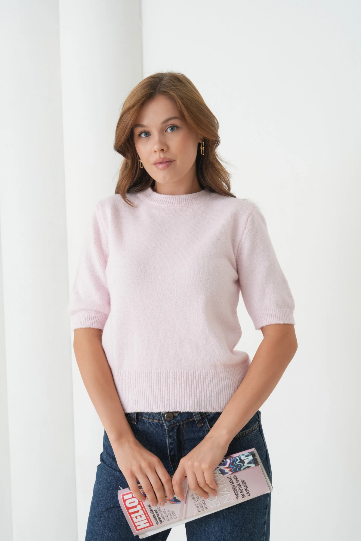 Kadın Bisiklet Yaka Yün Karışımlı Triko Kazak 8563Sw.Mng