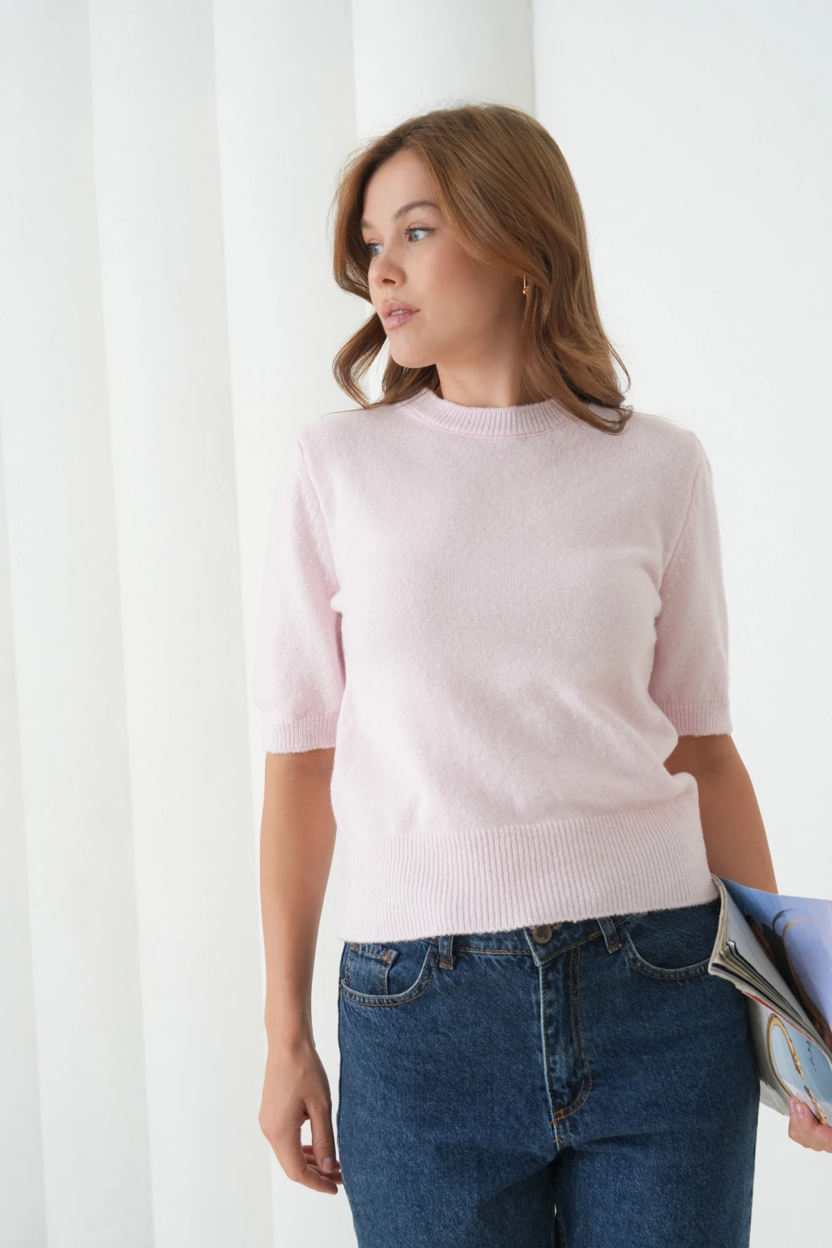 Kadın Bisiklet Yaka Yün Karışımlı Triko Kazak 8563Sw.Mng