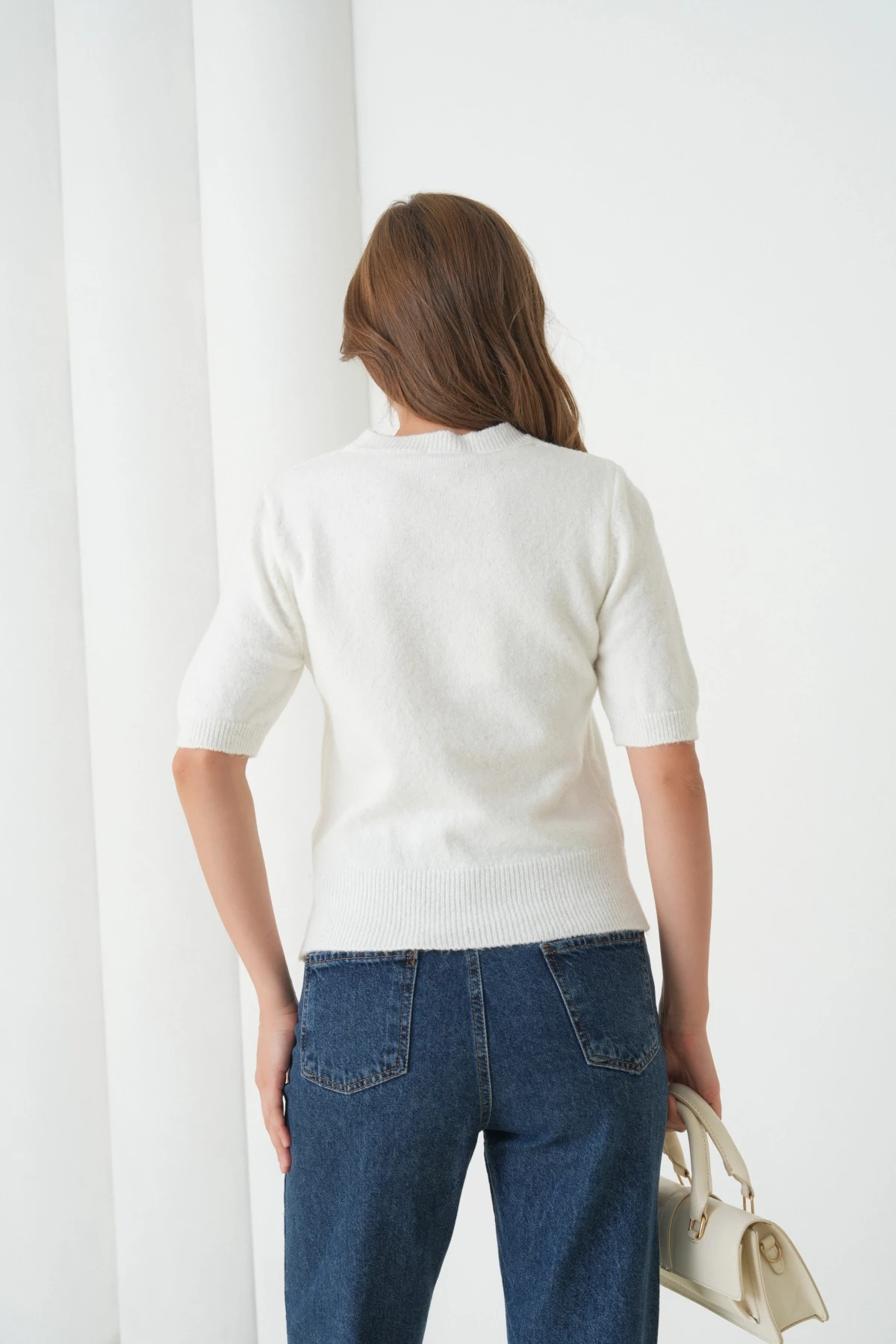 Kadın Bisiklet Yaka Yün Karışımlı Triko Kazak 8563Sw.Mng