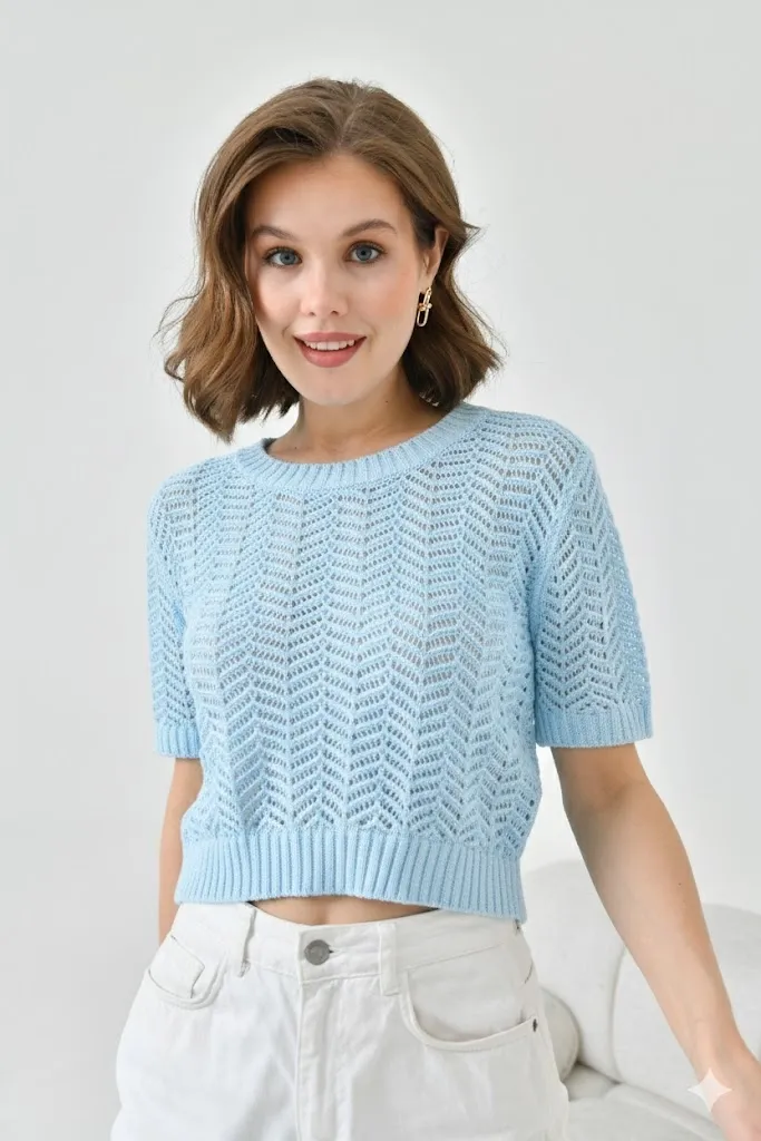 Kadın Bsiklet Yaka Ajurlu Triko Bluz 8262Sw