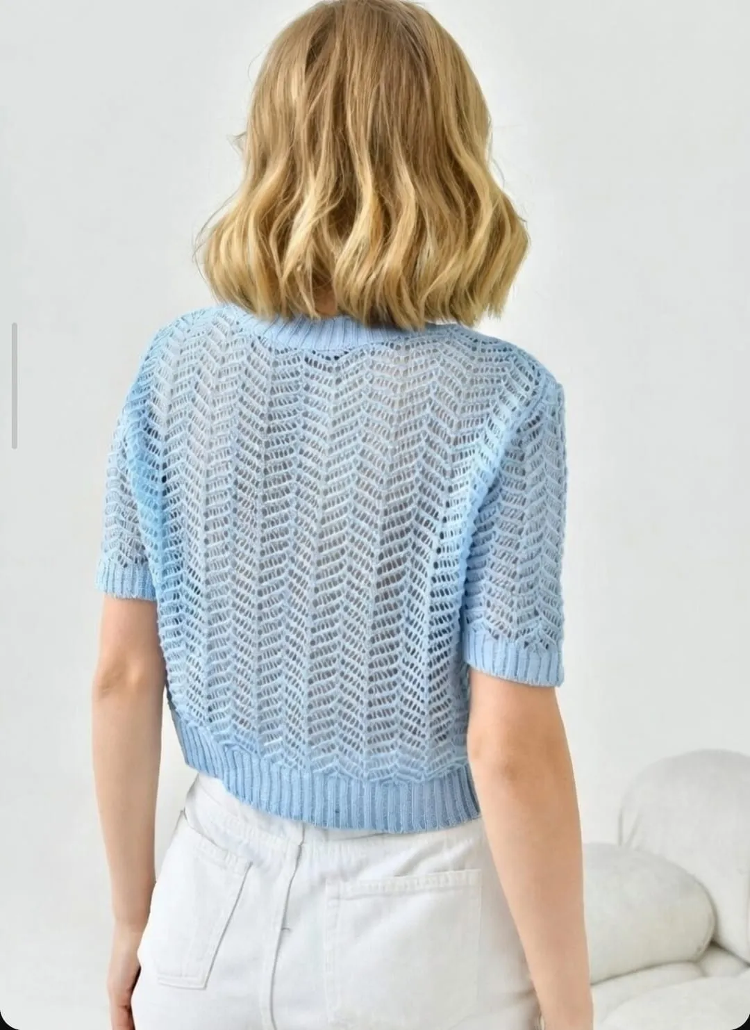 Kadın Bsiklet Yaka Ajurlu Triko Bluz 8262Sw