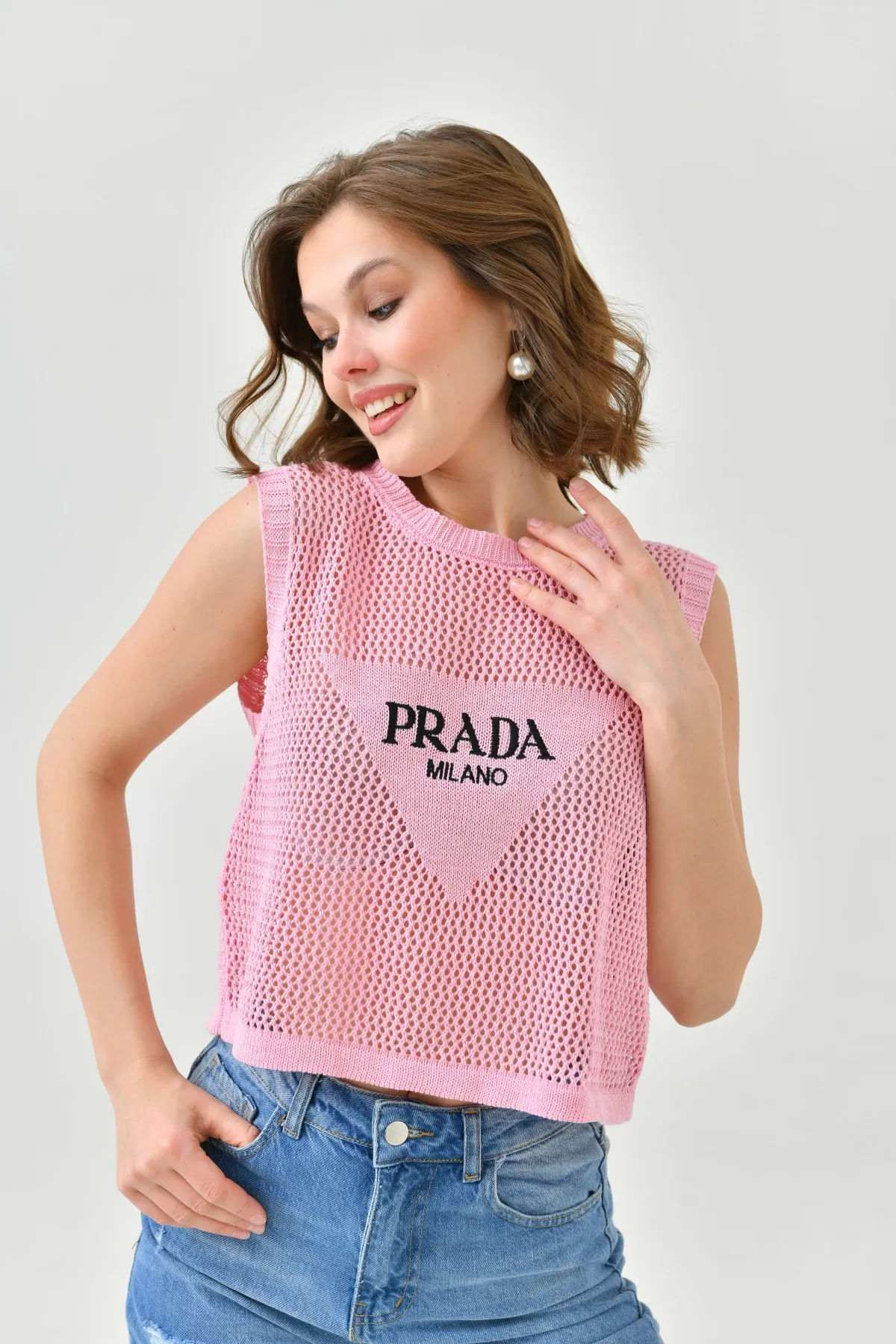 Kadın Bisiklet Yaka Crop Mevsimlik Triko Bluz 8286Sw