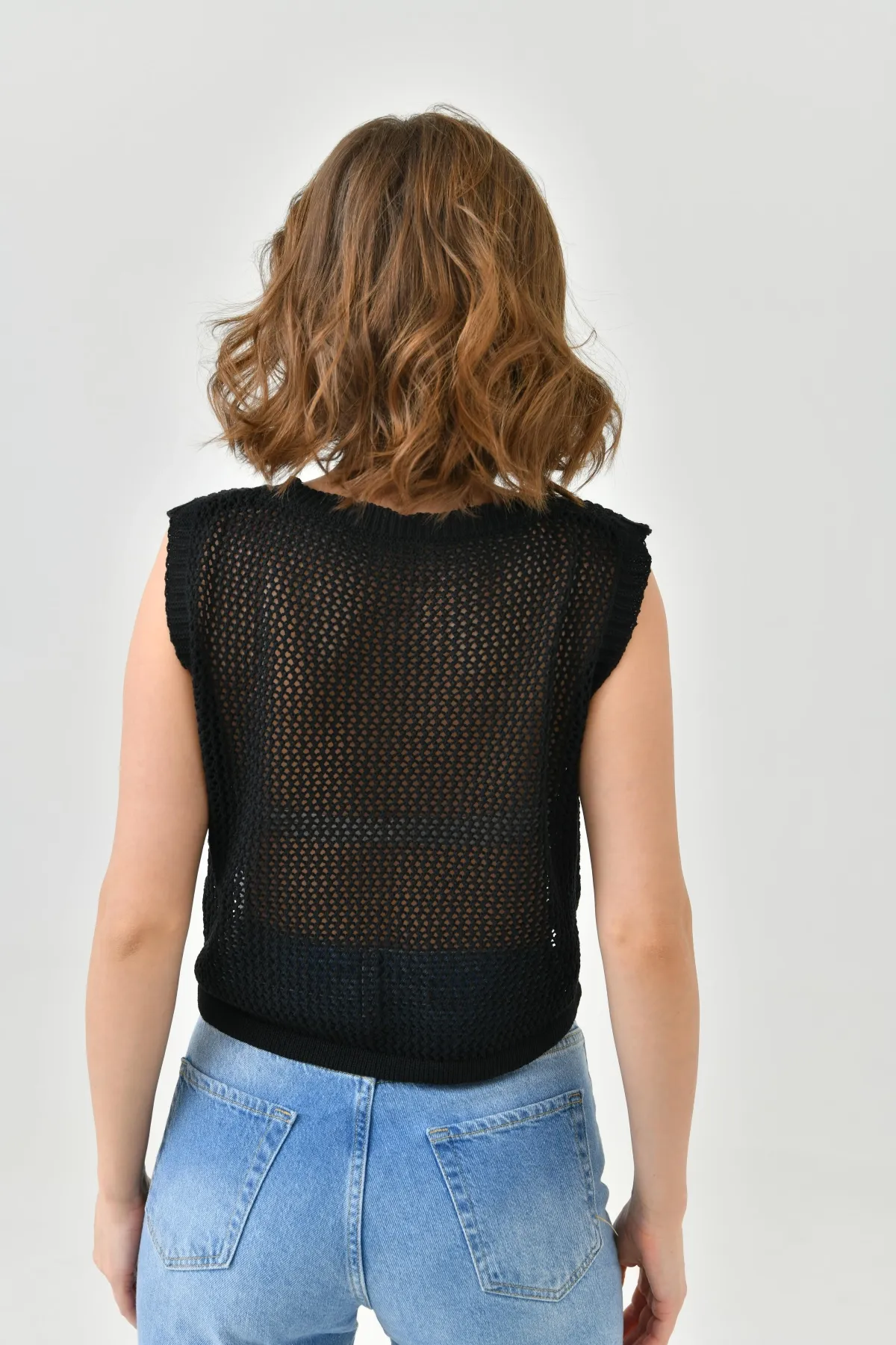 Kadın Bisiklet Yaka Crop Mevsimlik Triko Bluz 8286Sw