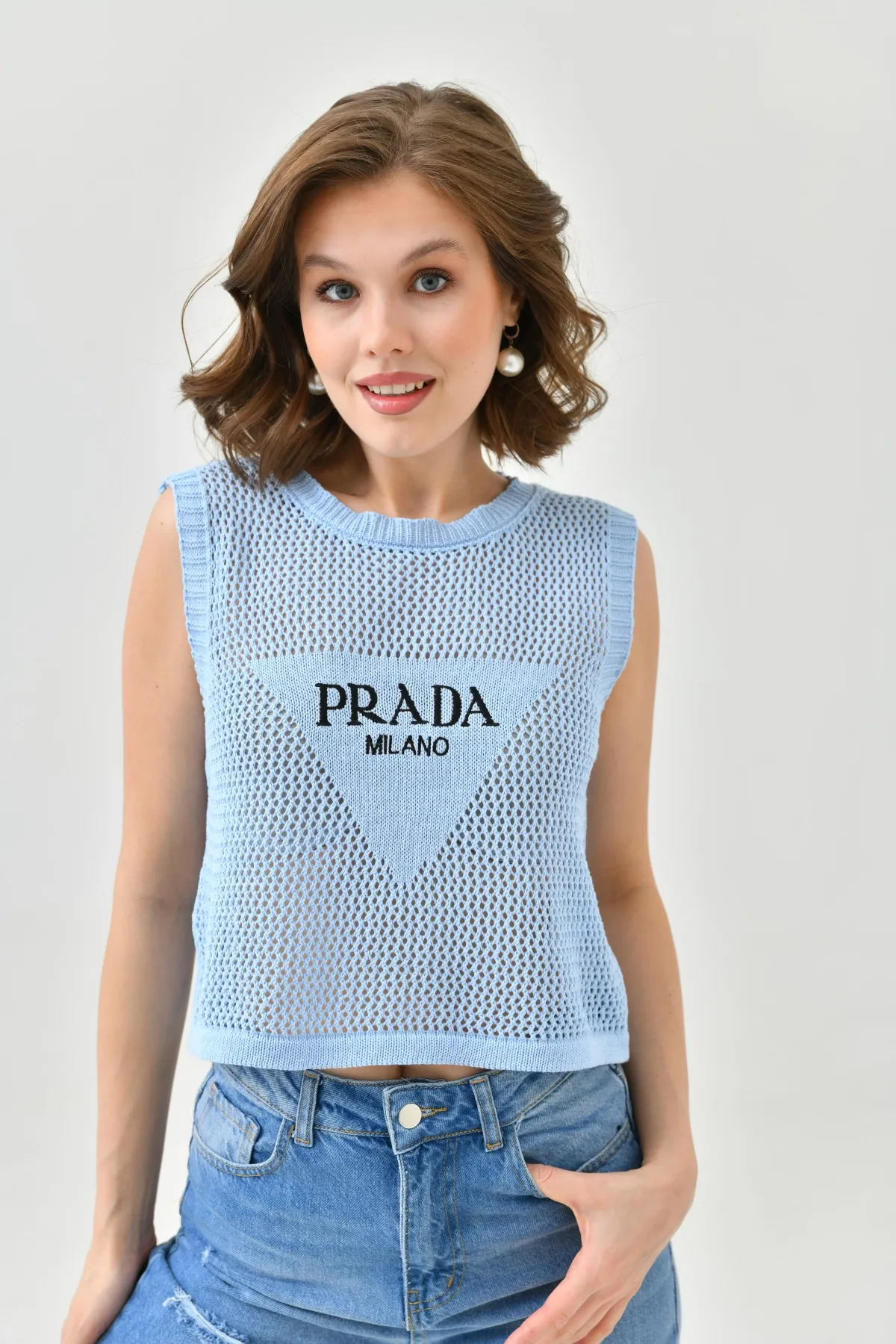 Kadın Bisiklet Yaka Crop Mevsimlik Triko Bluz 8286Sw