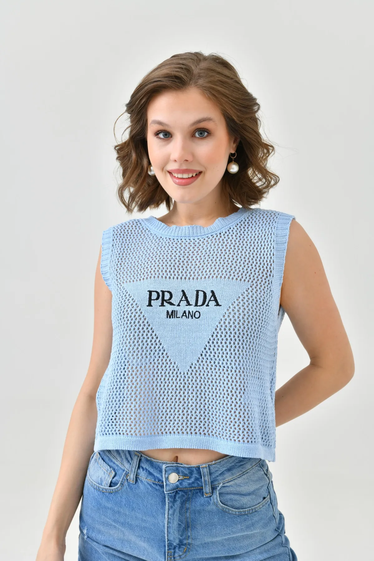 Kadın Bisiklet Yaka Crop Mevsimlik Triko Bluz 8286Sw