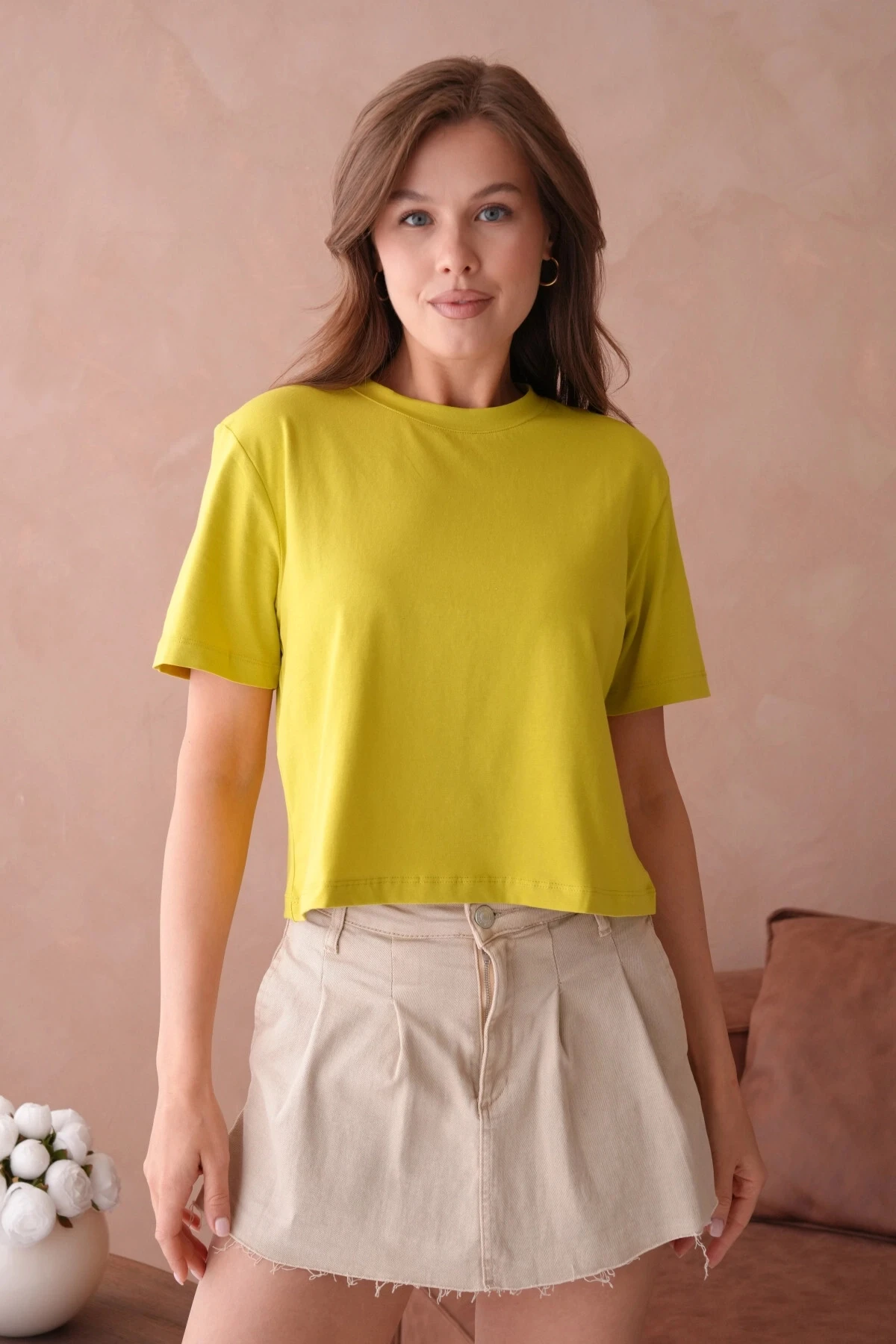 Fıstık Yeşili Kısa Kol Basic T-Shirt