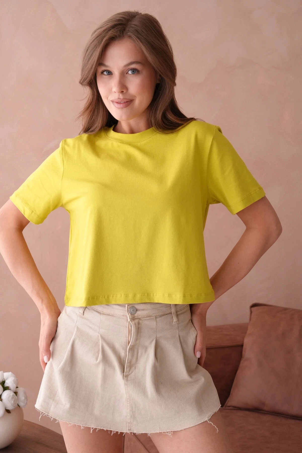 Fıstık Yeşili Kısa Kol Basic T-Shirt