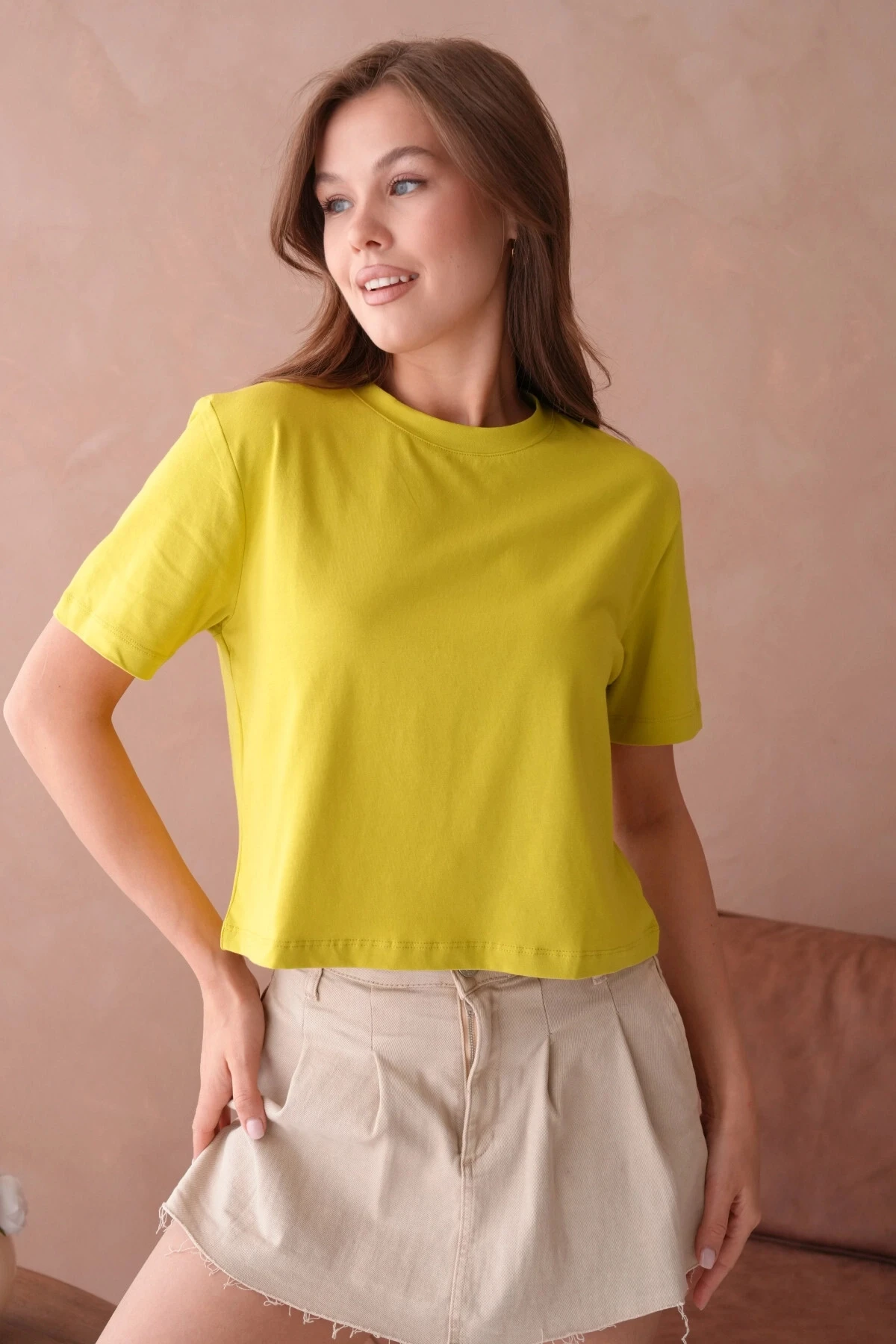 Fıstık Yeşili Kısa Kol Basic T-Shirt