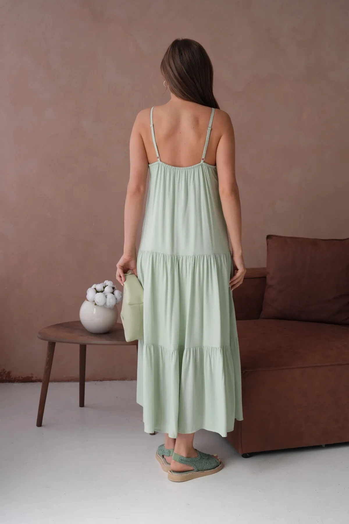 İnce Askılı Uzun Yazlık Elbise