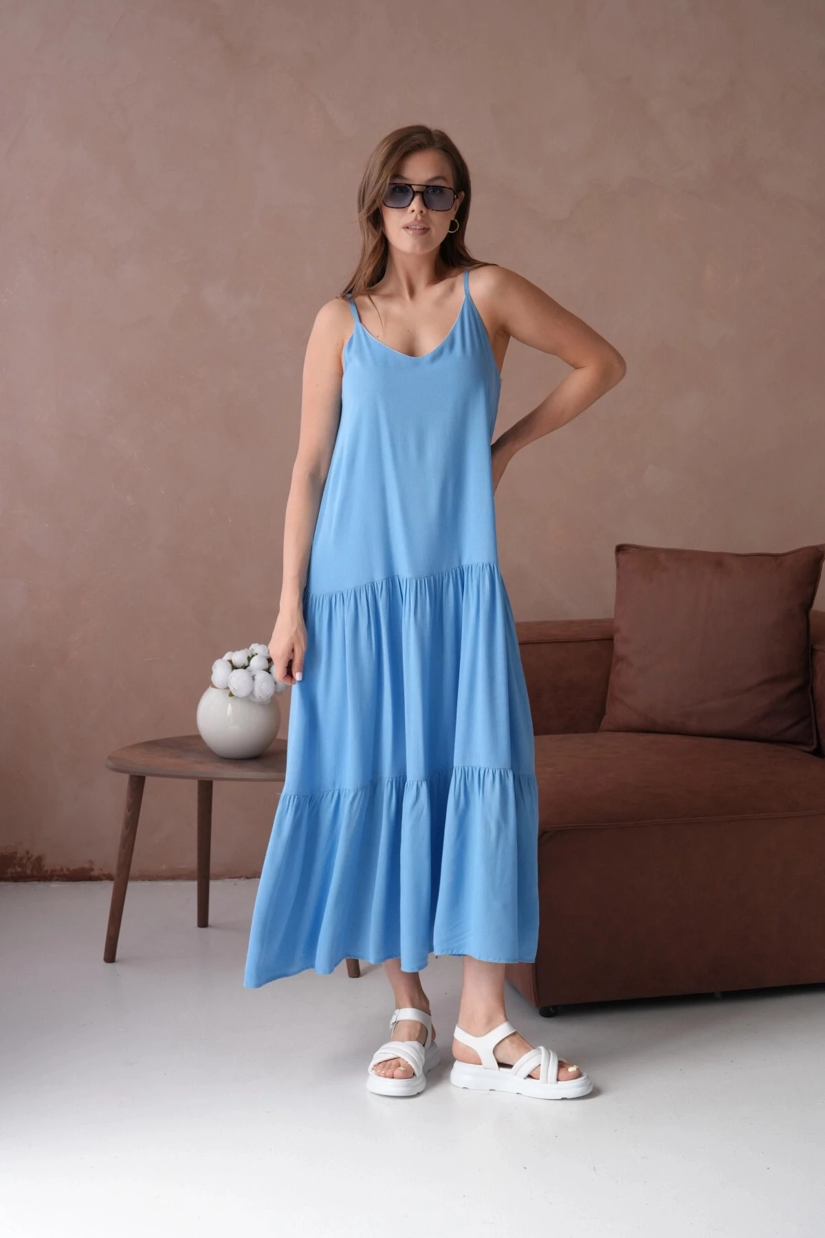 İnce Askılı Uzun Yazlık Elbise