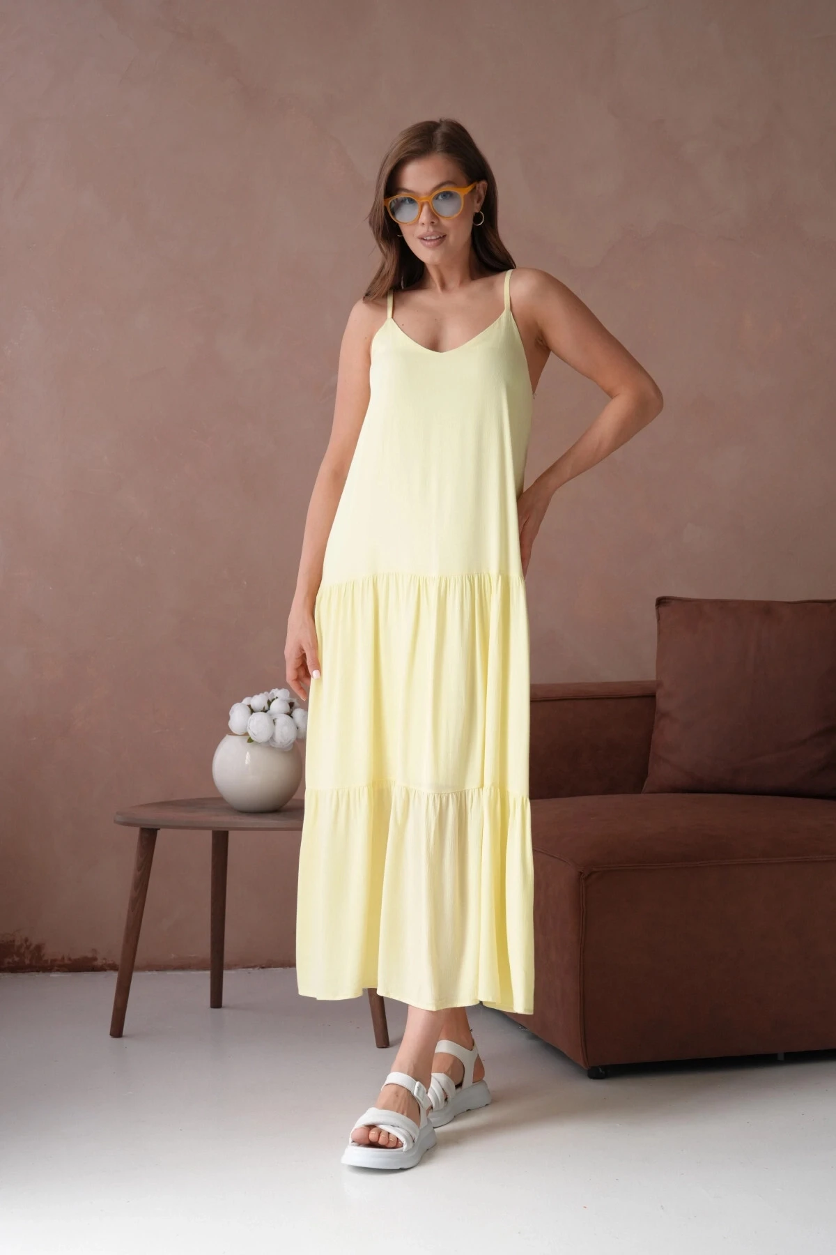 İnce Askılı Uzun Yazlık Elbise